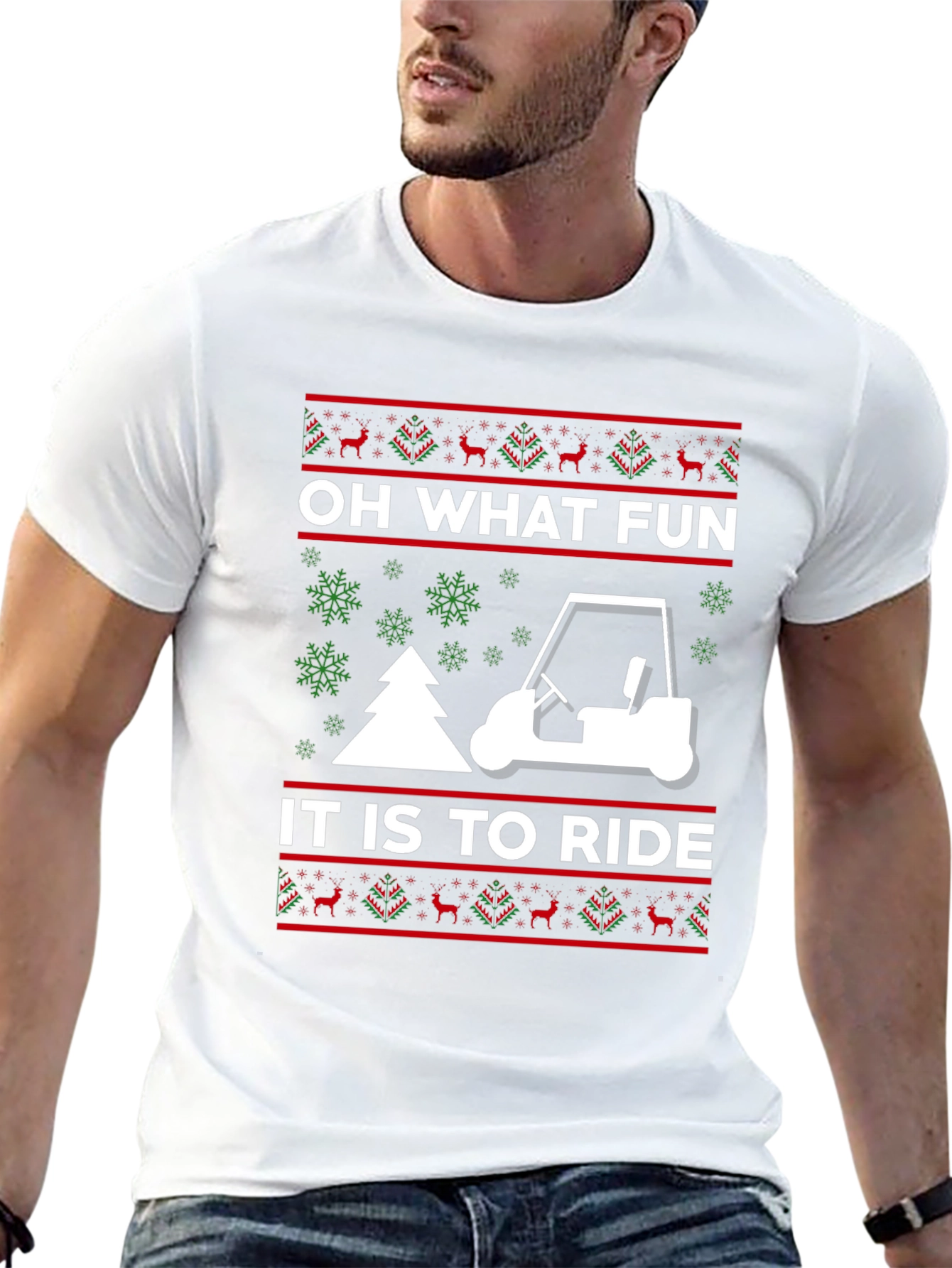 Oh What Fun to Ride Golf Cart Christmas T-Shirt