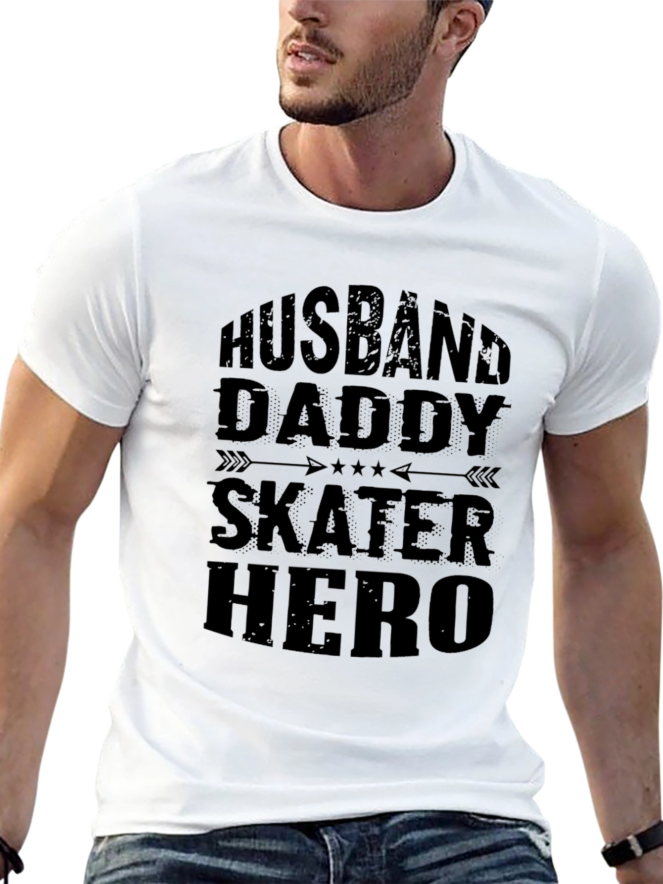 Husband Daddy Skater Hero Black T-Shirt