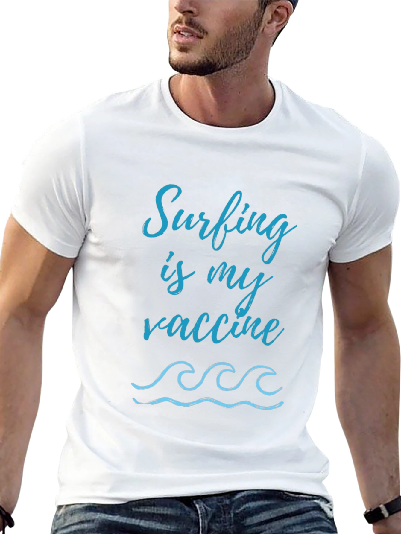 Surfing Is My Vaccine Black Graphic Tee