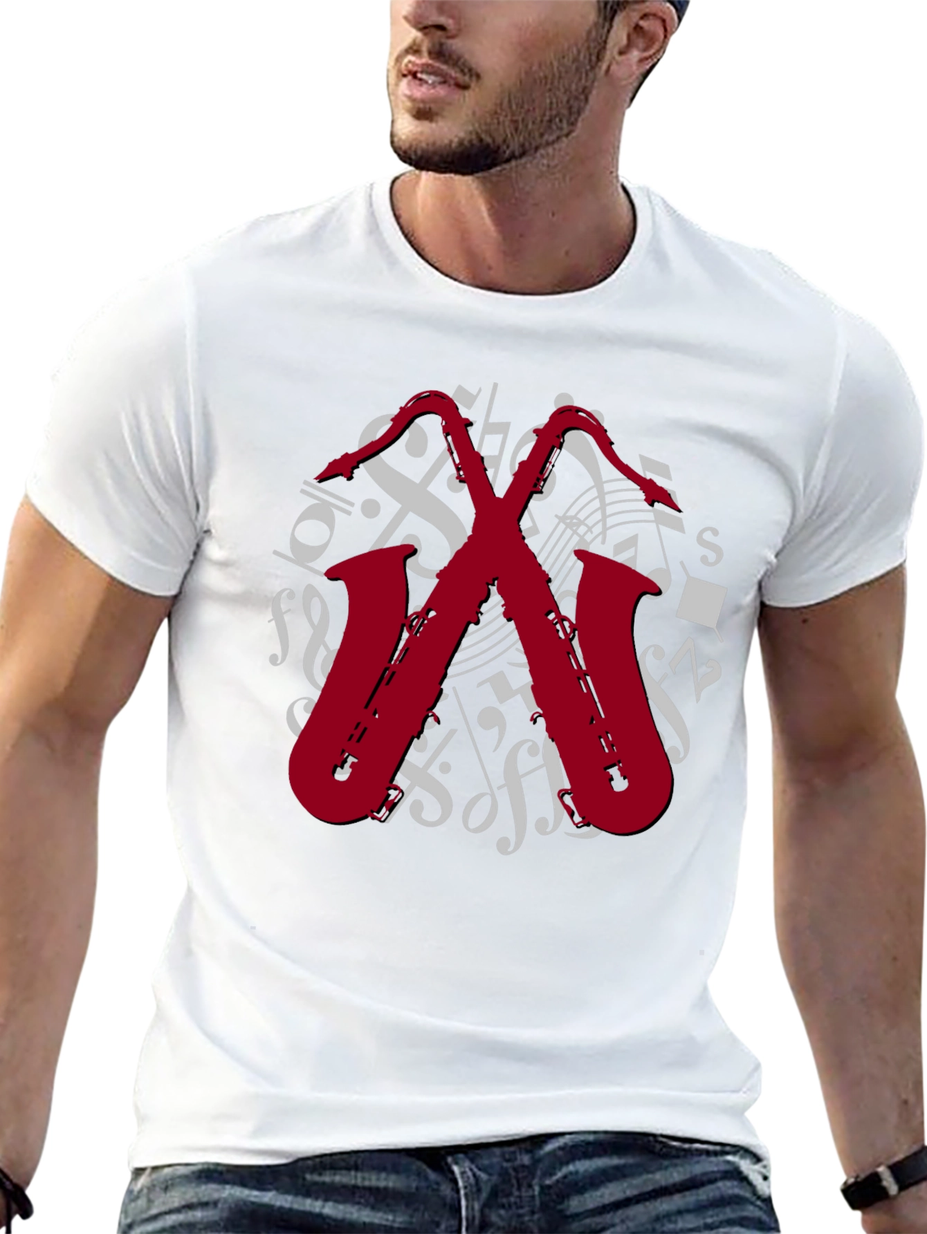 Saxophone Music Notes Graphic T-Shirt