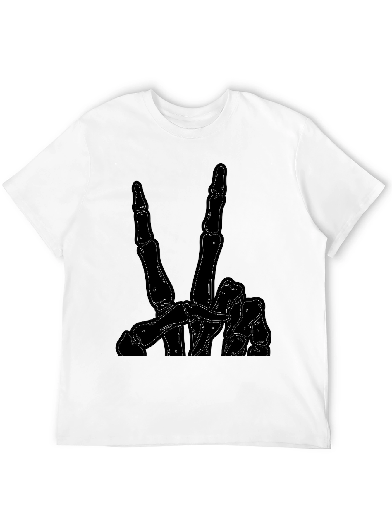 Skeleton Hand Peace Sign Graphic Tee - Black