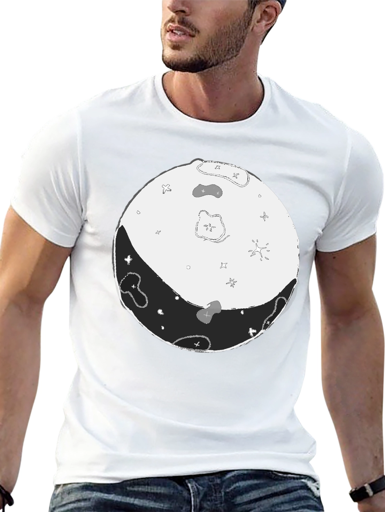 Lunar Phase Graphic Tee - Black Cotton Blend