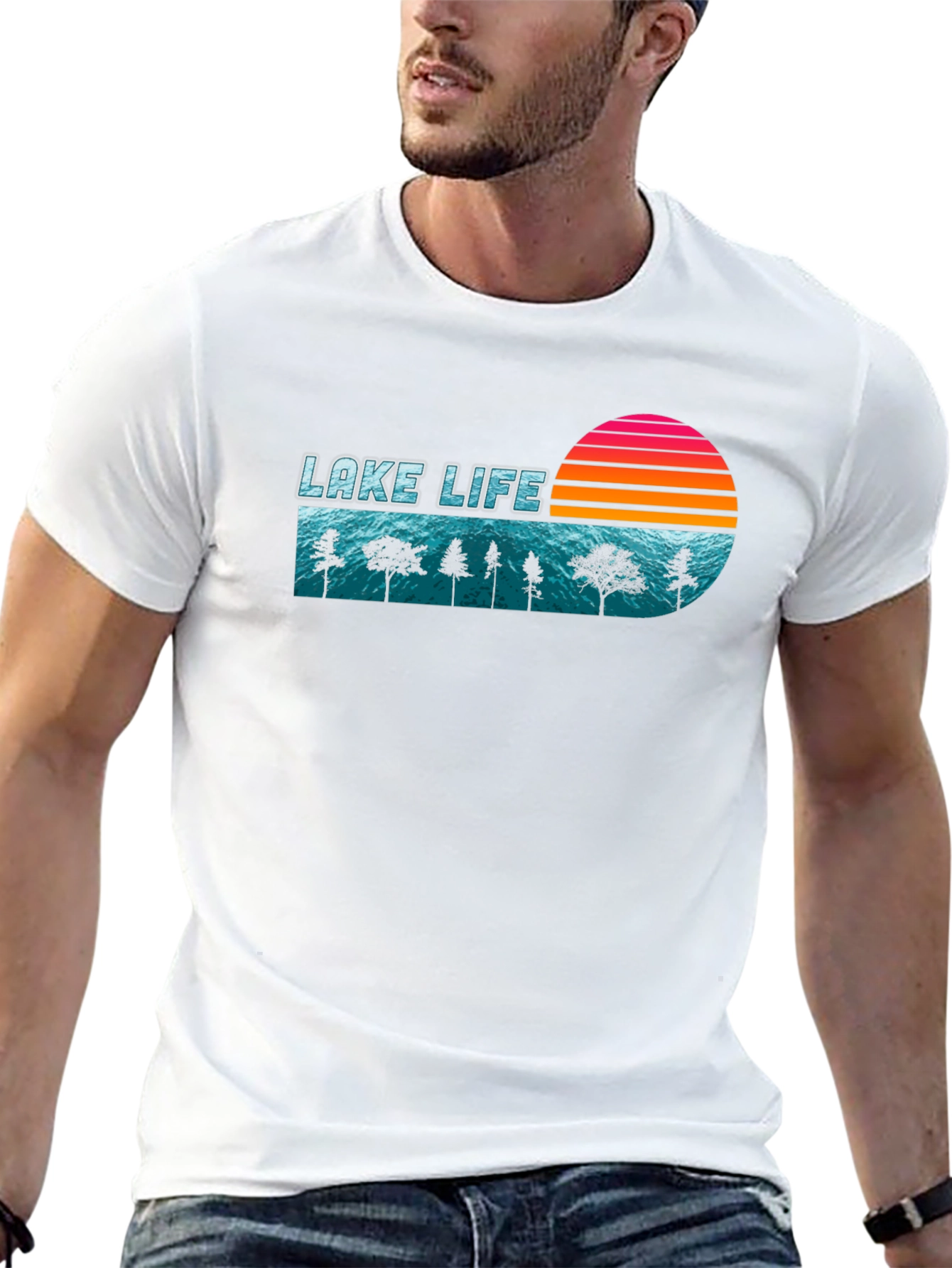 Lake Life Retro Sunset Graphic T-Shirt