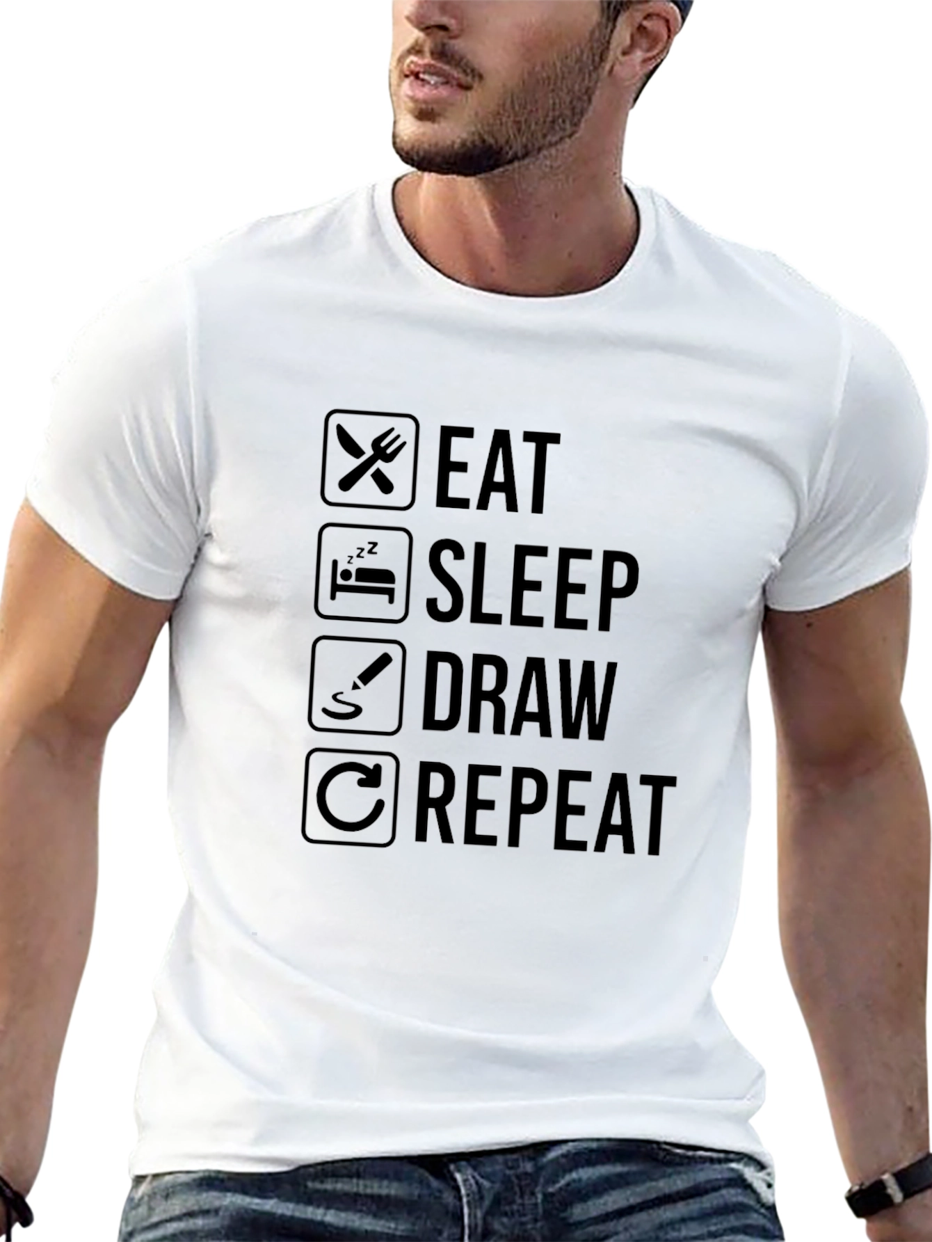 Eat Sleep Draw Repeat Graphic T-Shirt