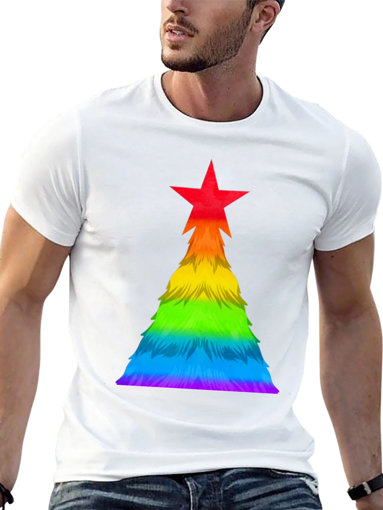 Rainbow Pride Christmas Tree Graphic Tee