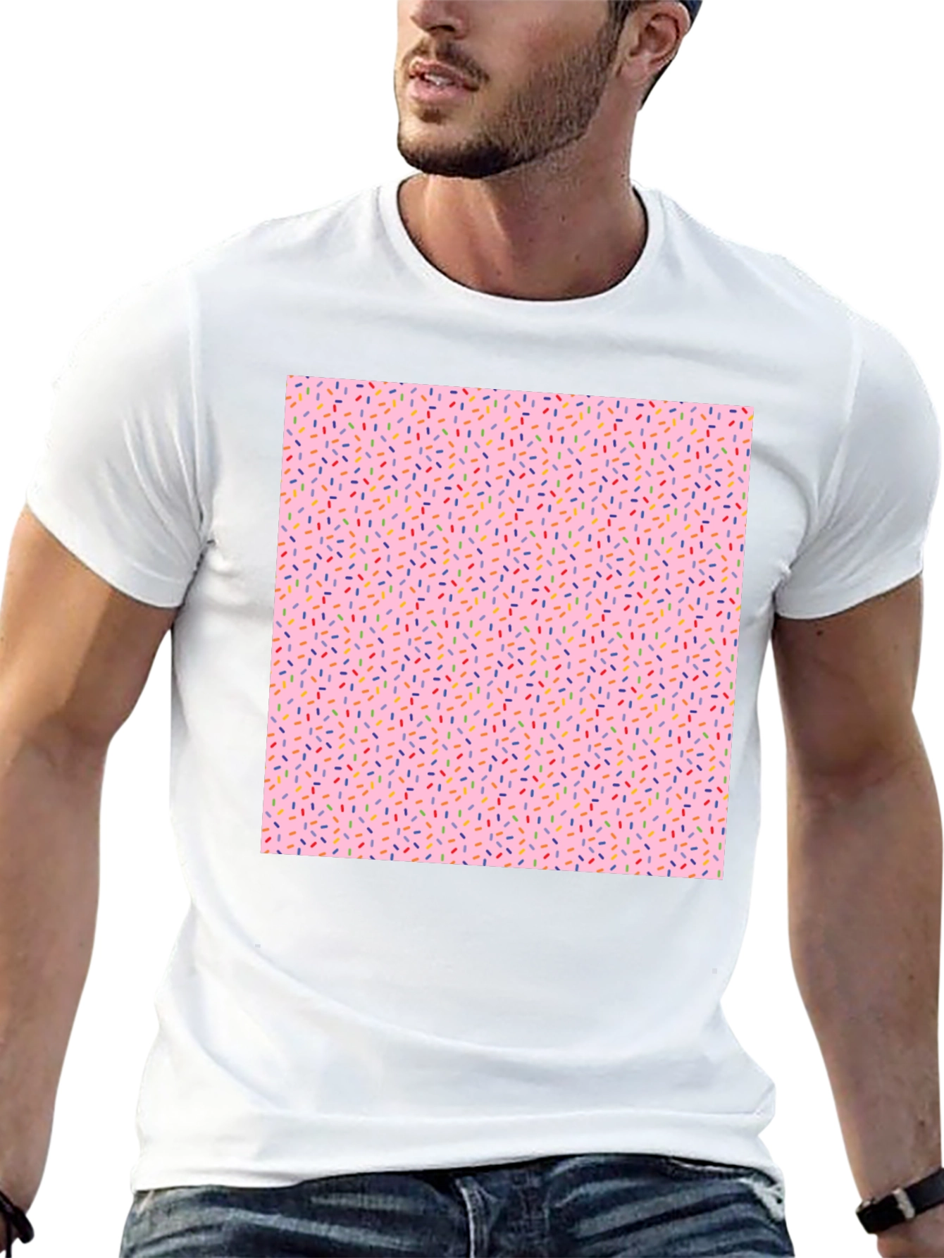 Sprinkle Pattern Black T-Shirt