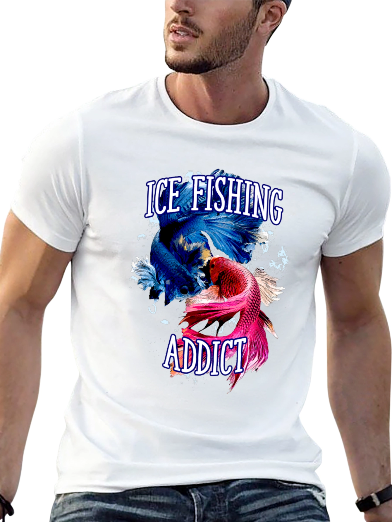 Ice Fishing Addict Graphic T-Shirt