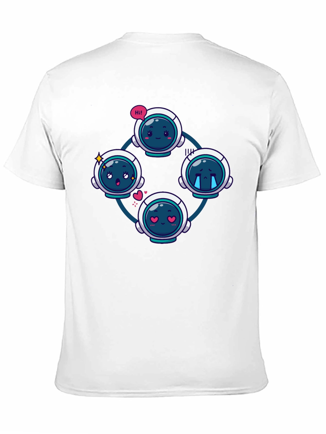 Astronaut Emoji Circle Black T-Shirt