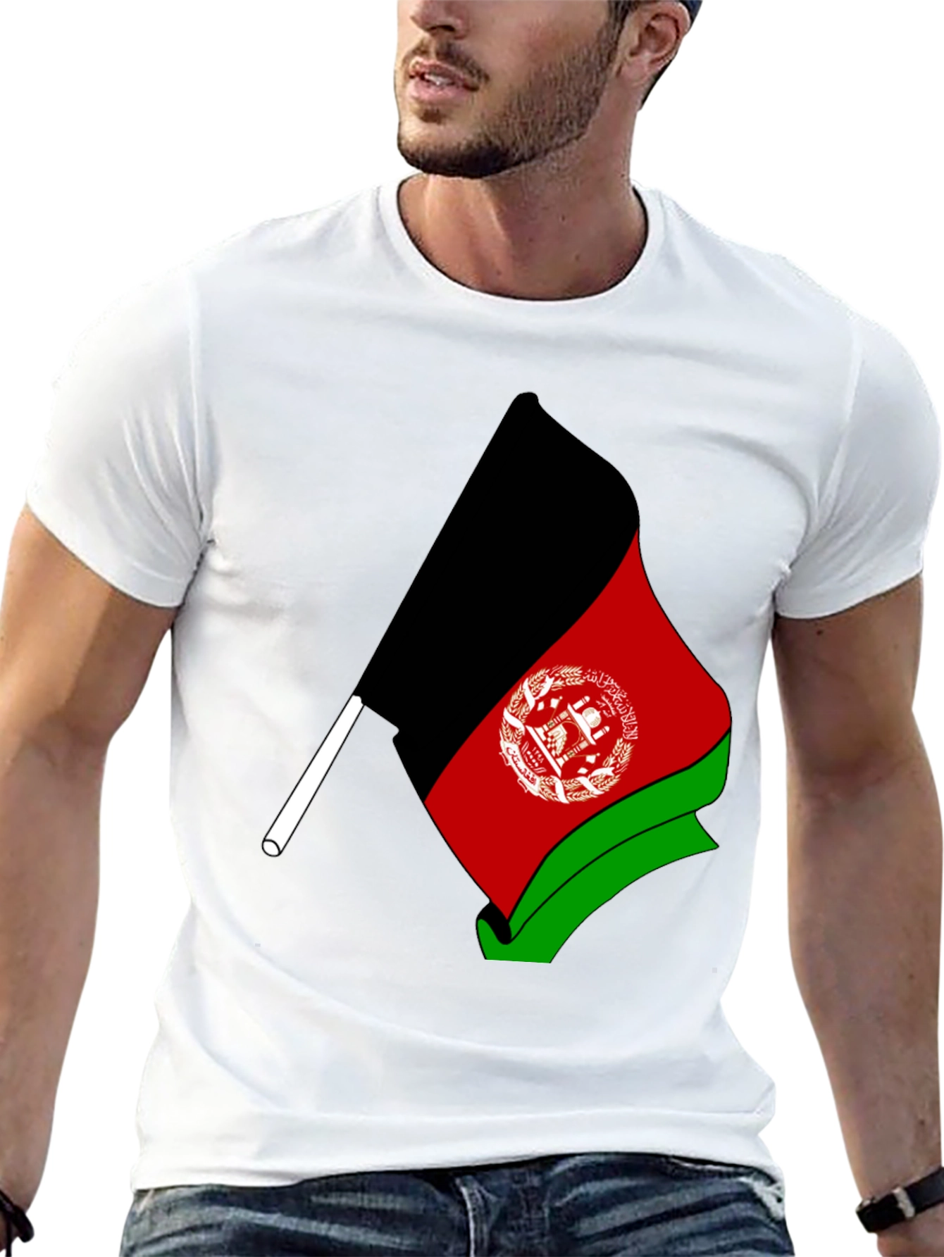 Afghanistan Flag Graphic Black T-Shirt