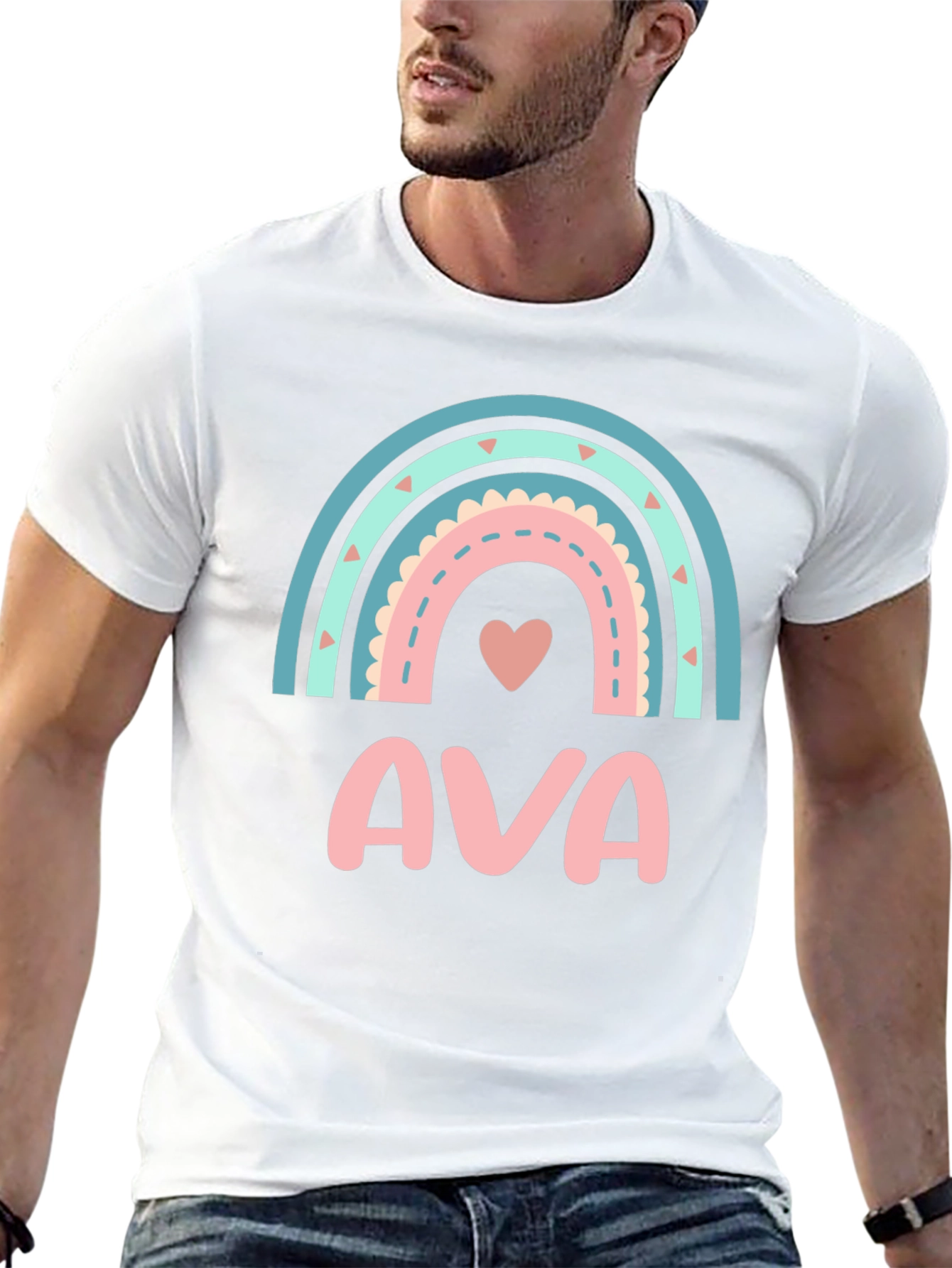 Ava Rainbow Heart Graphic Tee - Black