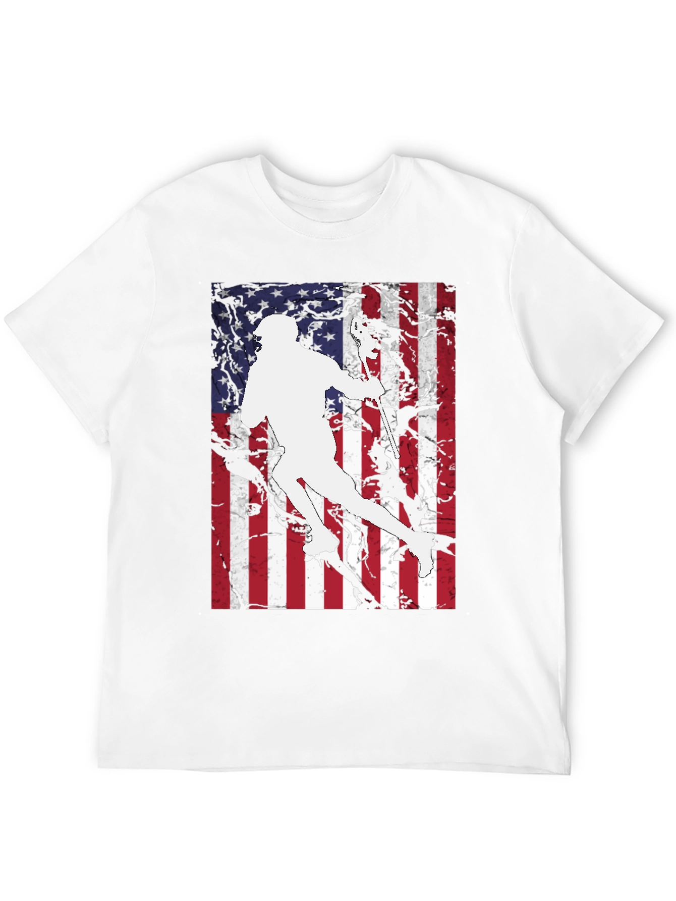 Lacrosse Player USA Flag Graphic T-Shirt