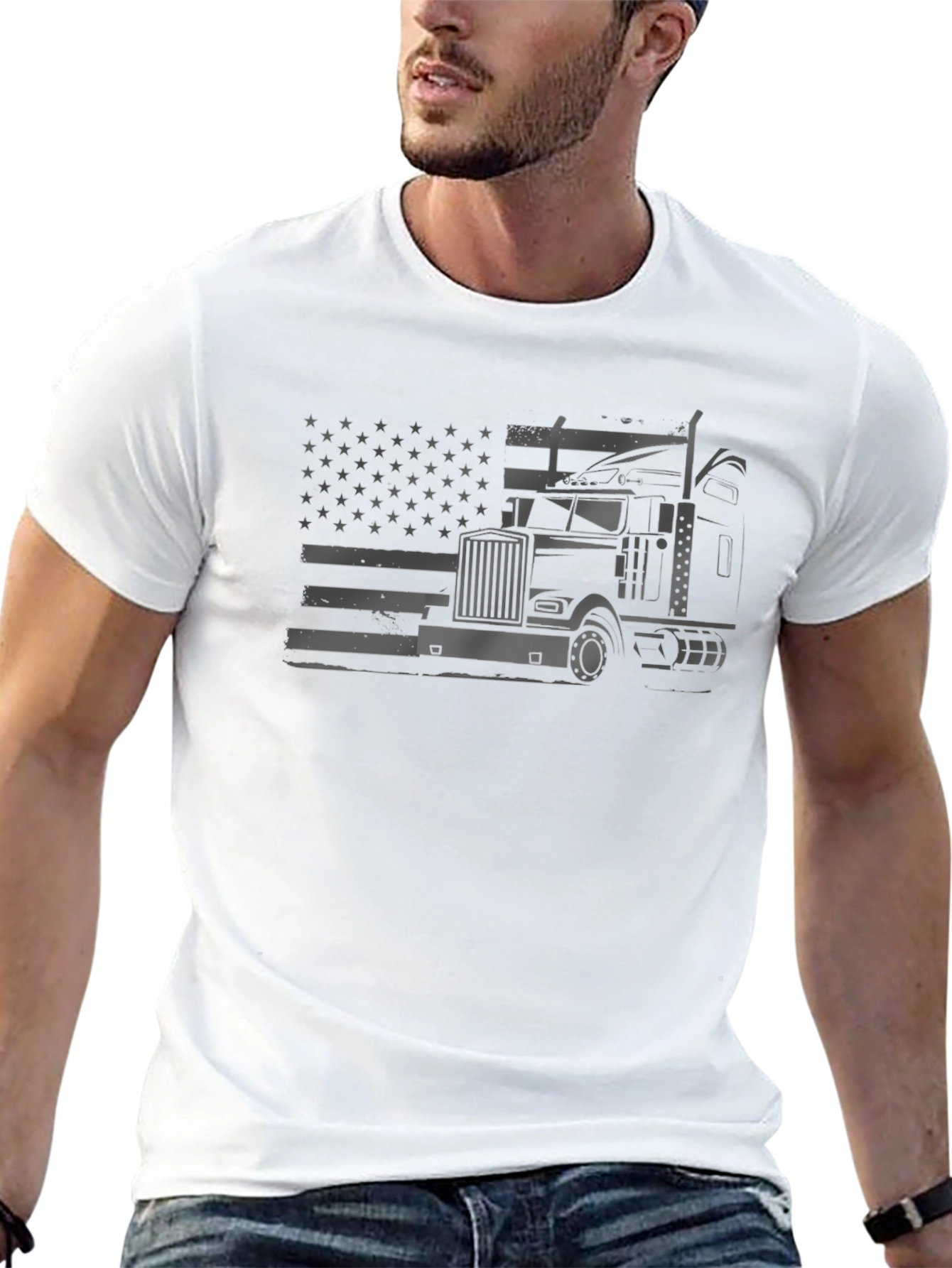 American Trucker T-Shirt - Patriotic Graphic Tee
