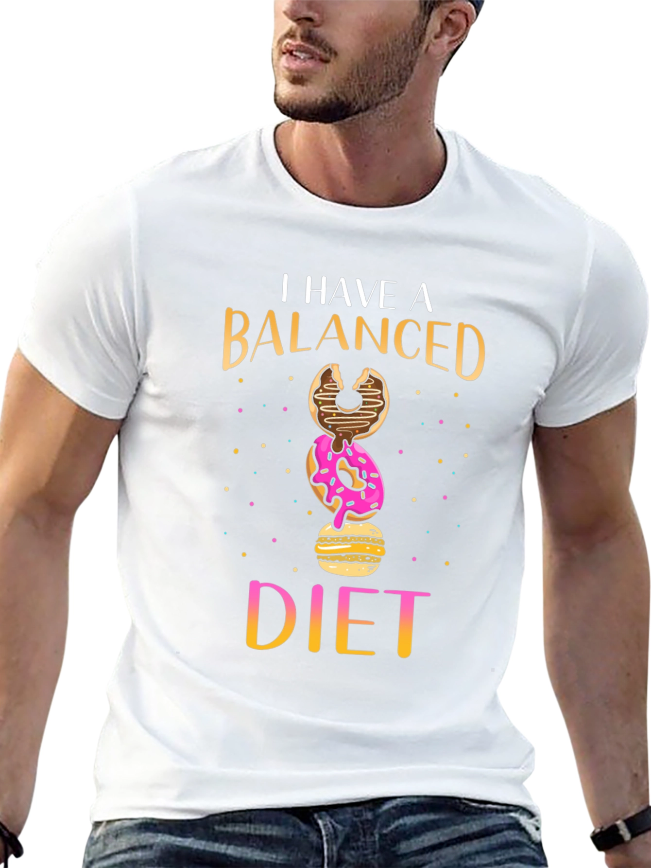 Balanced Diet Donut Stack Funny T-Shirt