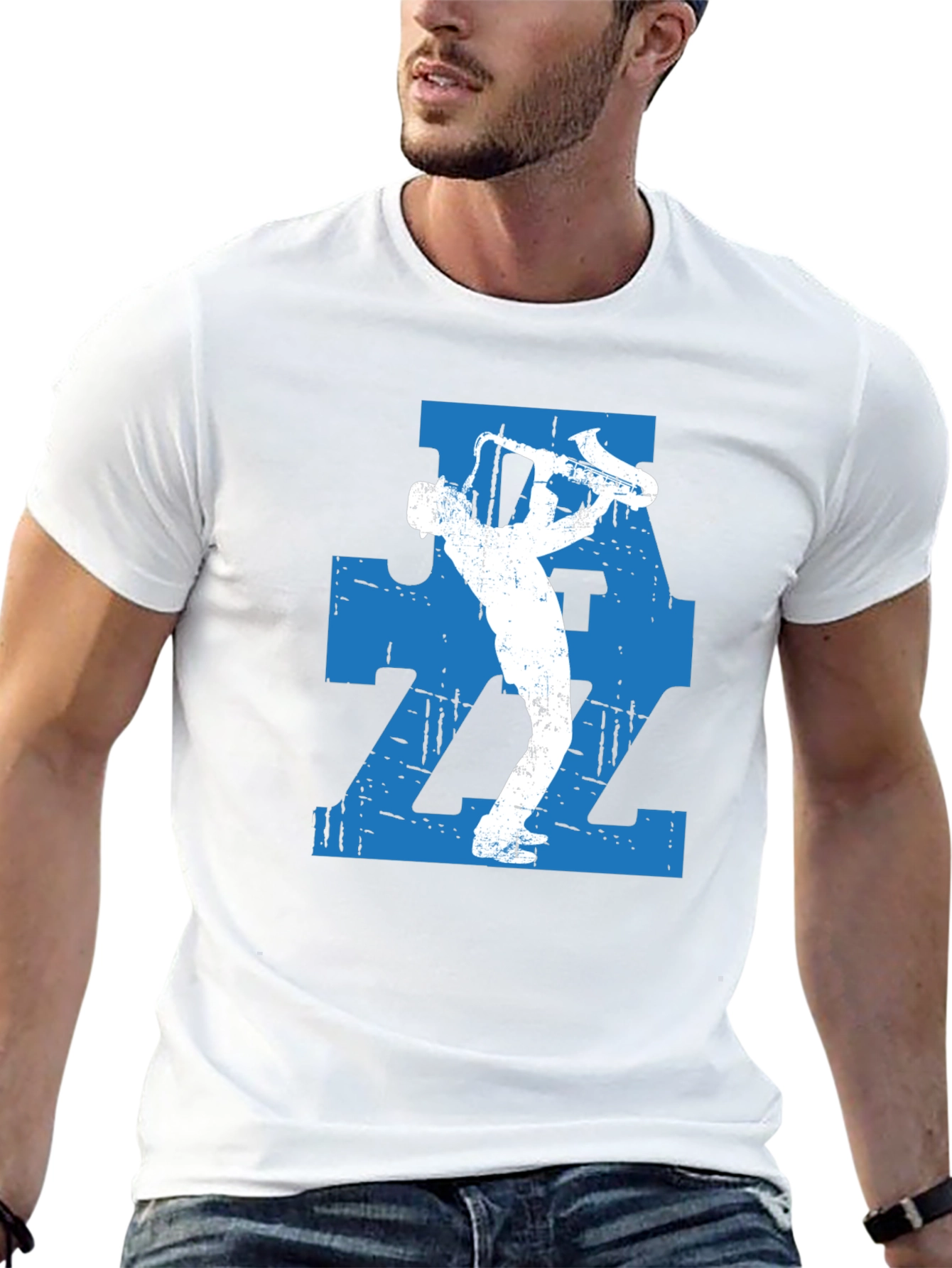 Jazz Saxophone Player Graphic T-Shirt - Black