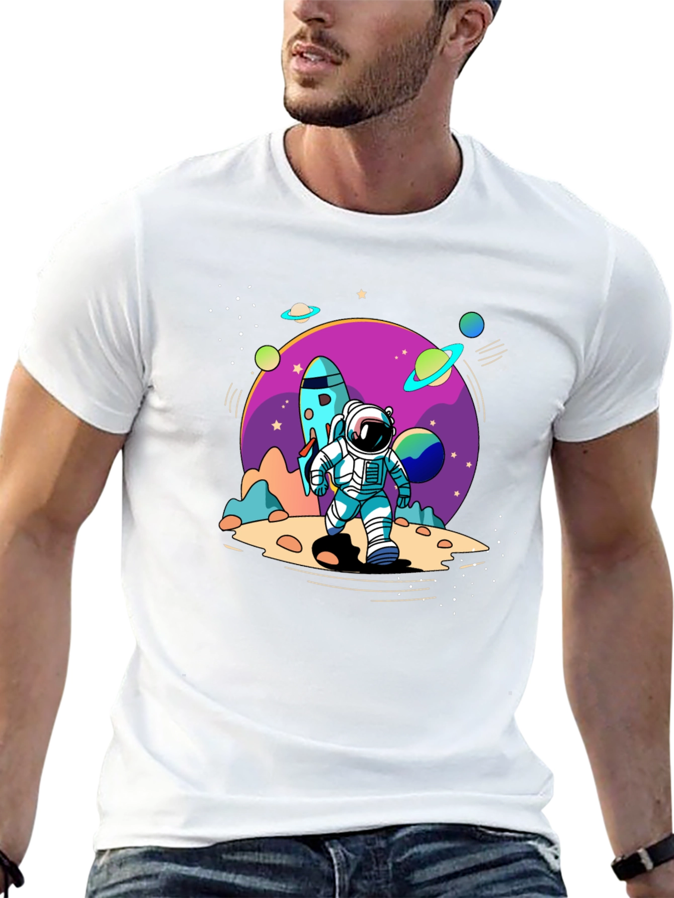 Space Explorer T-Shirt - Black Astronaut Design
