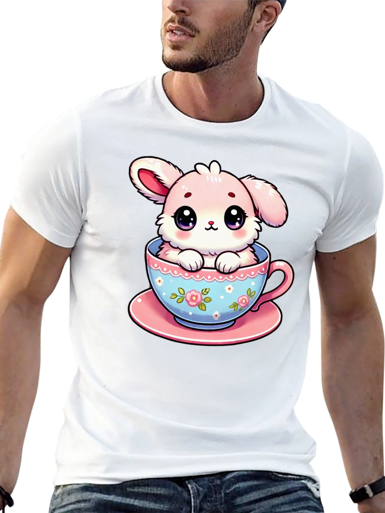 Cute Bunny in Teacup Graphic T-Shirt