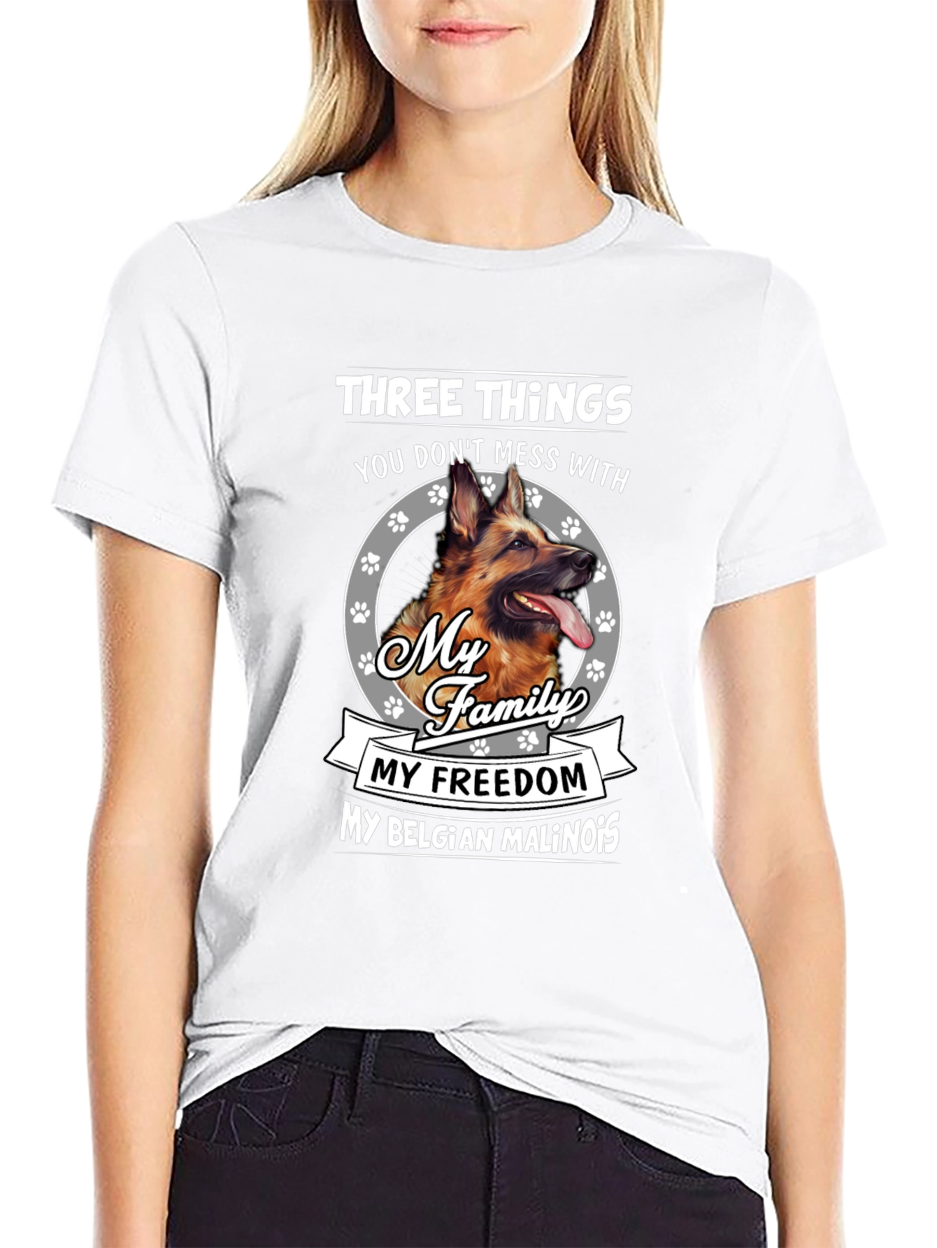 Dog Lover T-Shirt: Family Freedom Malinois