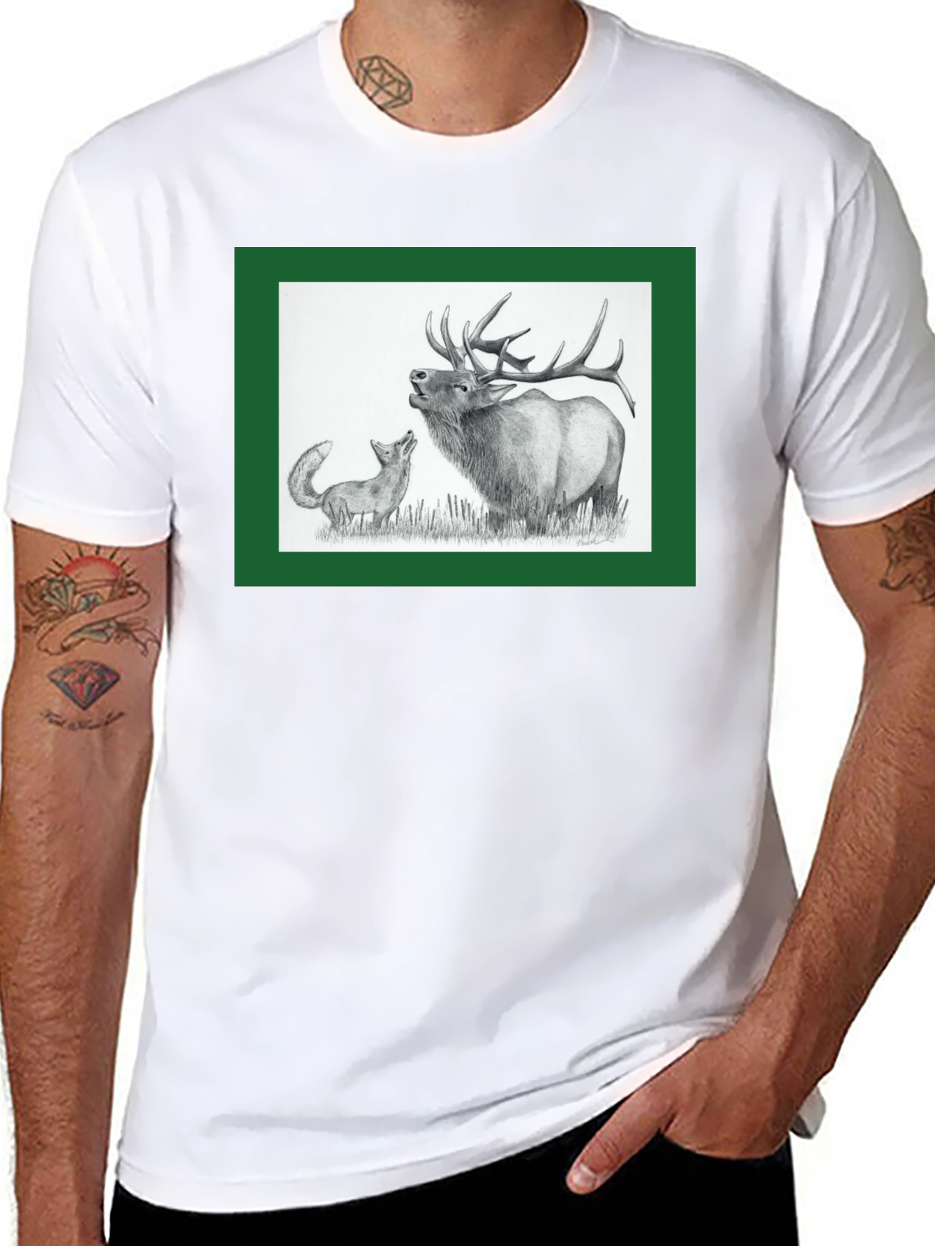Elk and Fox Graphic Tee - Nature Lovers