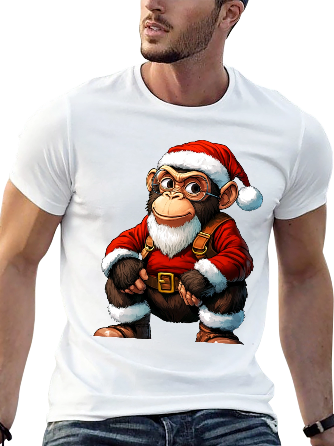 Santa Monkey T-Shirt - Holiday Cheer
