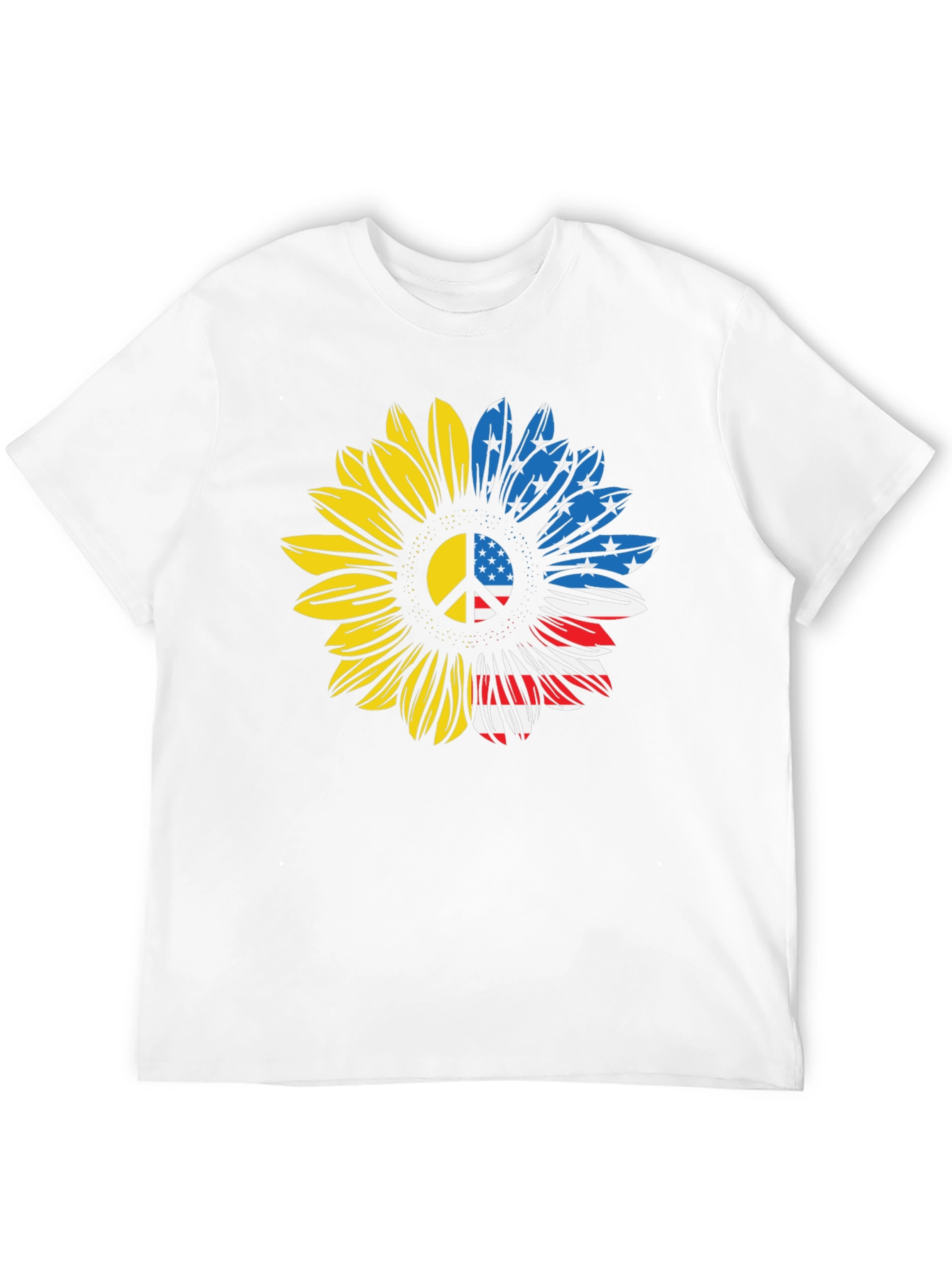 Ukraine USA Sunflower Peace Sign T-Shirt