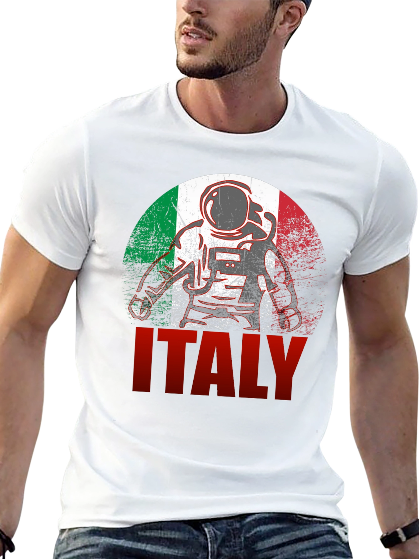 Italy Astronaut Flag Graphic T-Shirt