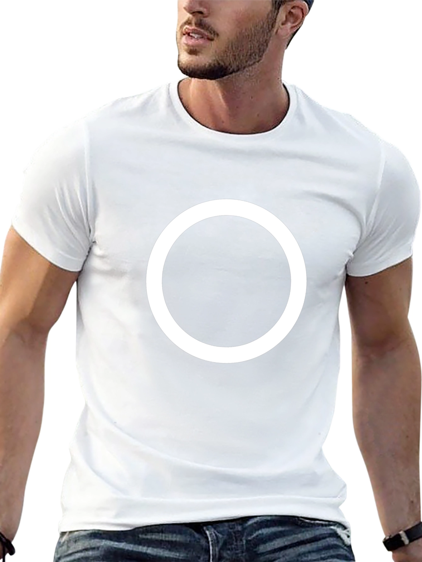 Black T-Shirt with White Circle Design