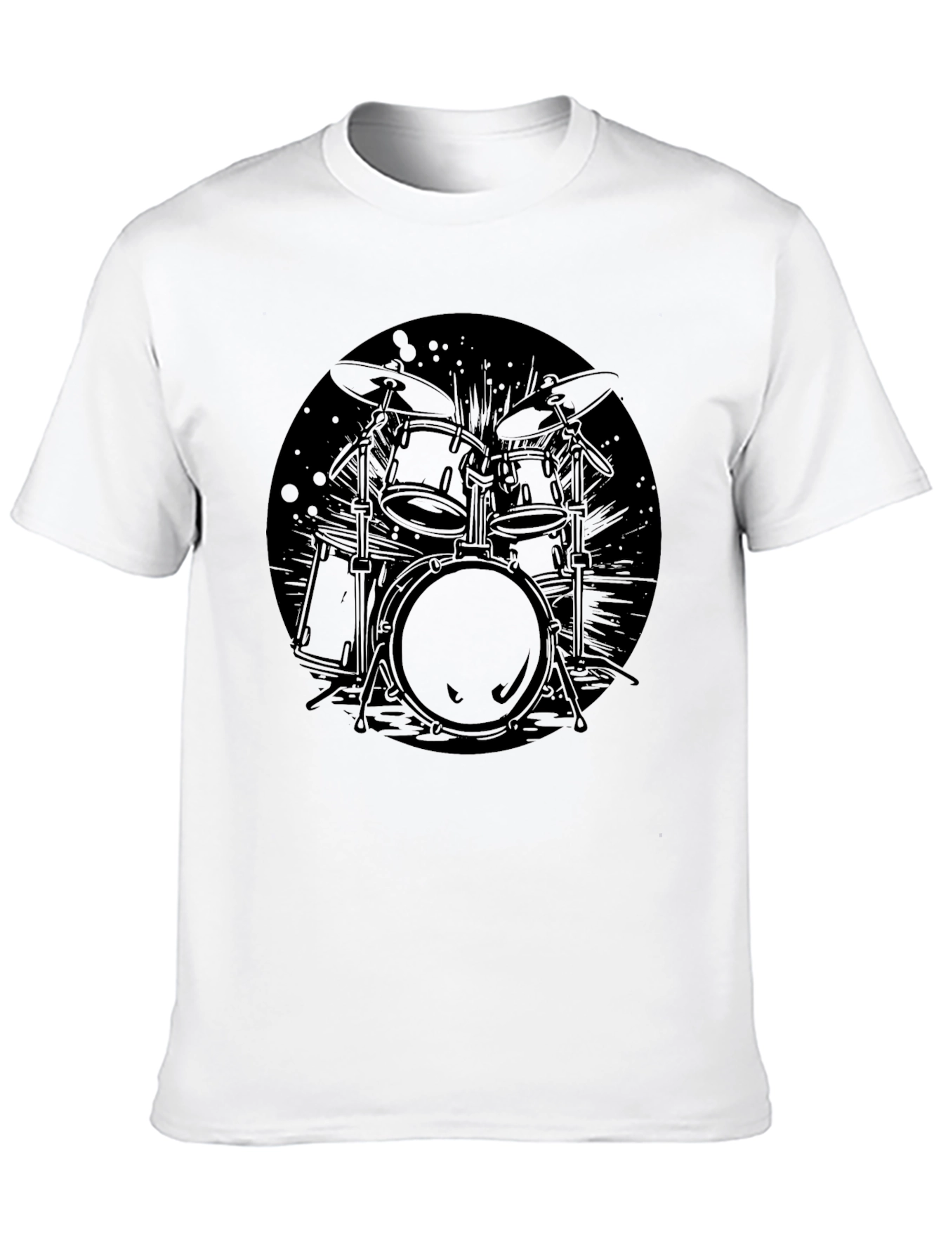 Black Drum Kit Graphic Tee - Music Lover T-Shirt