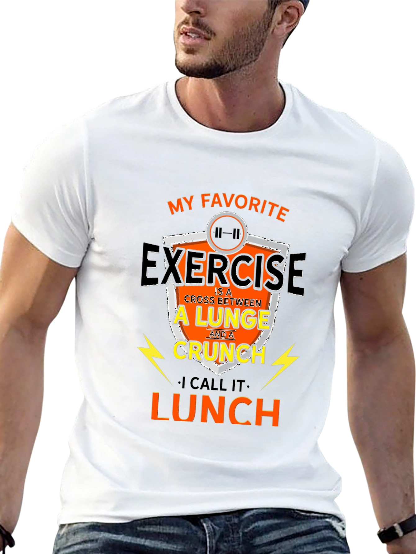Funny Exercise Lunge Crunch Lunch Gym Workout T-Shirt