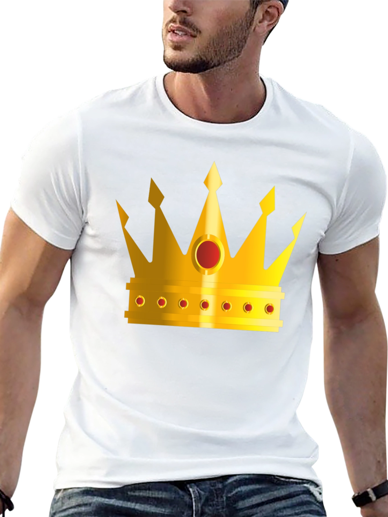 Golden Crown Graphic Tee - Black Crew Neck T-Shirt