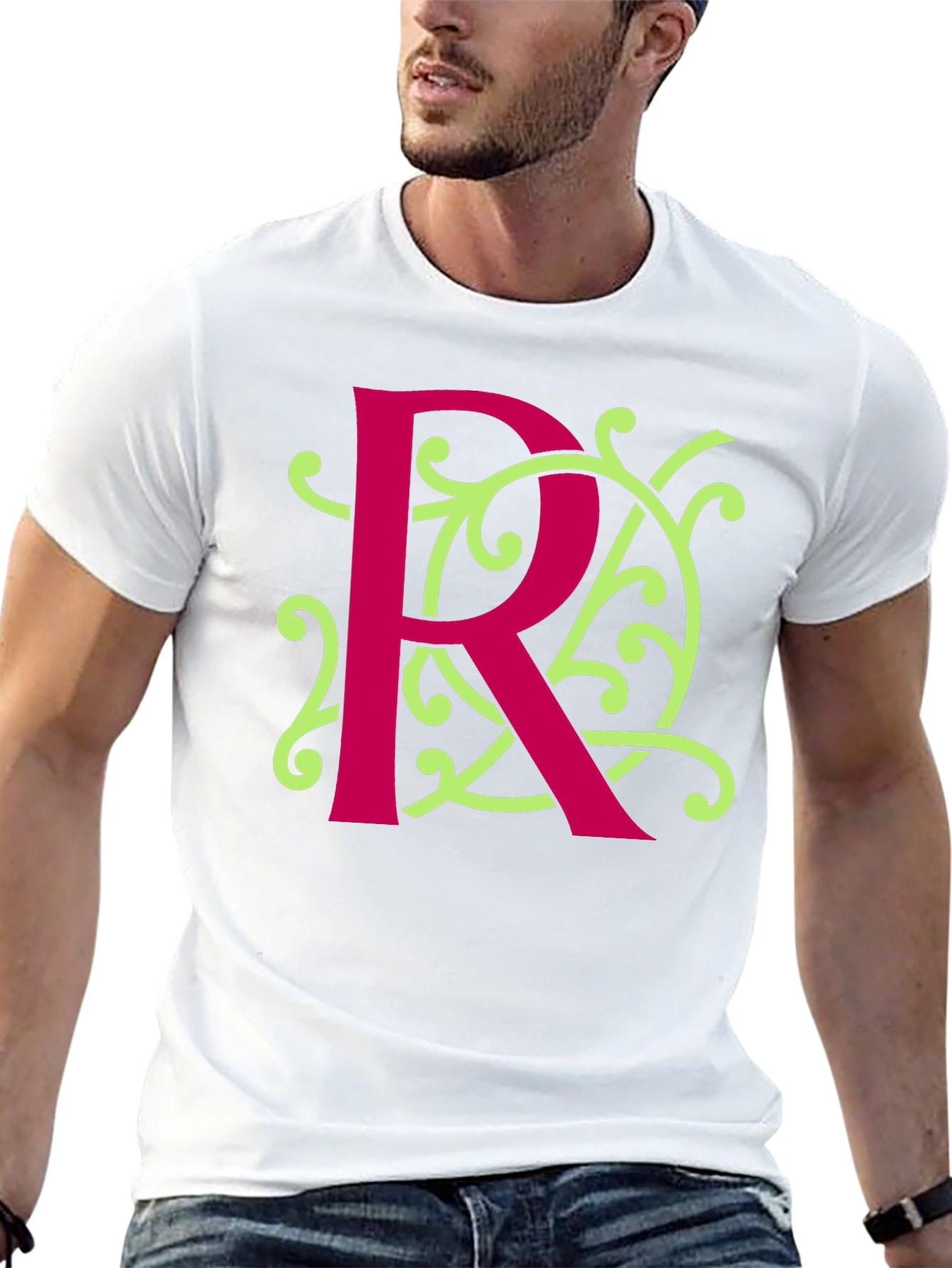 Monogram R Graphic Tee - Black Cotton Blend