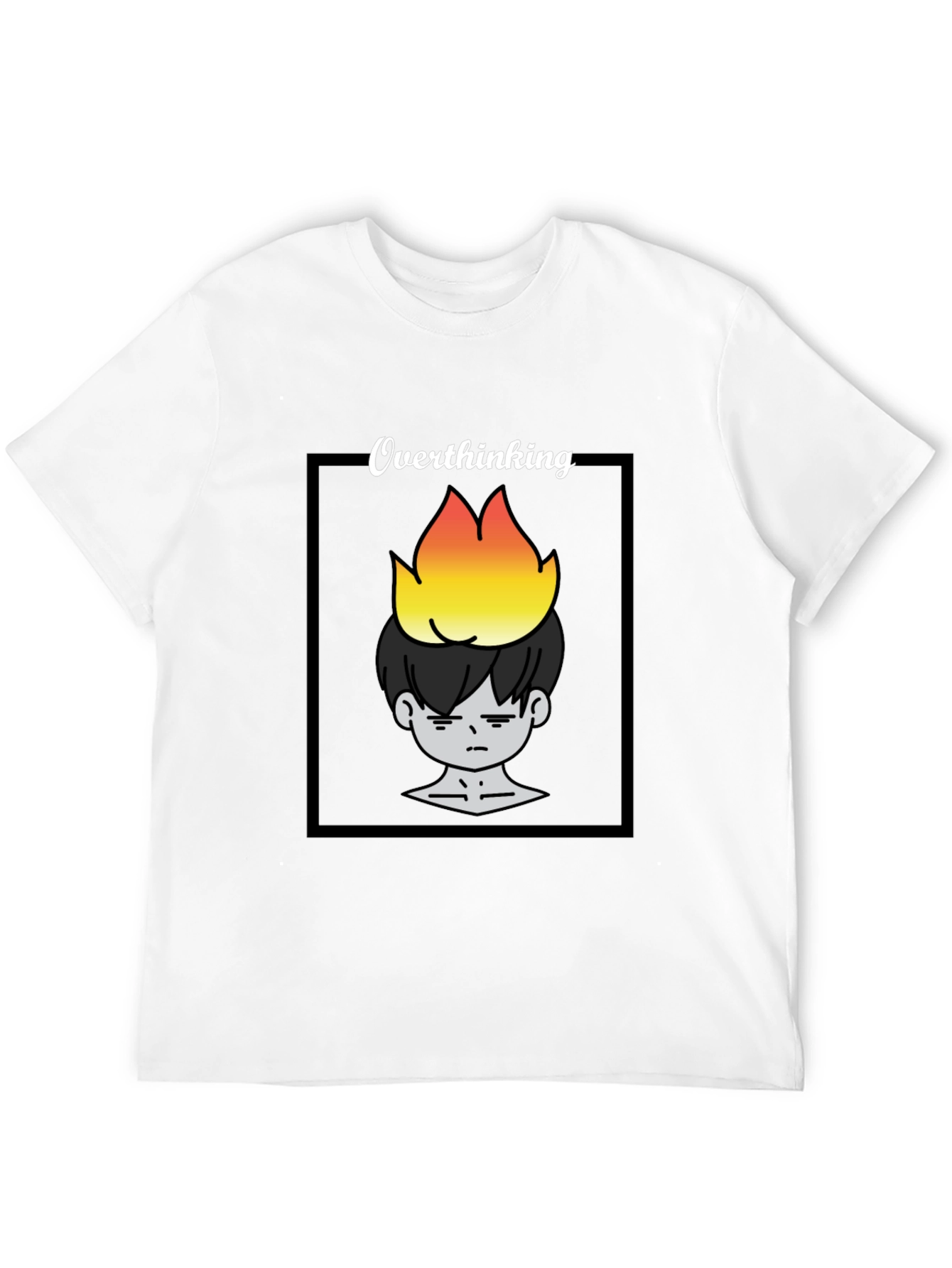 Overthinking Graphic Print Tee - Unisex Black T-Shirt