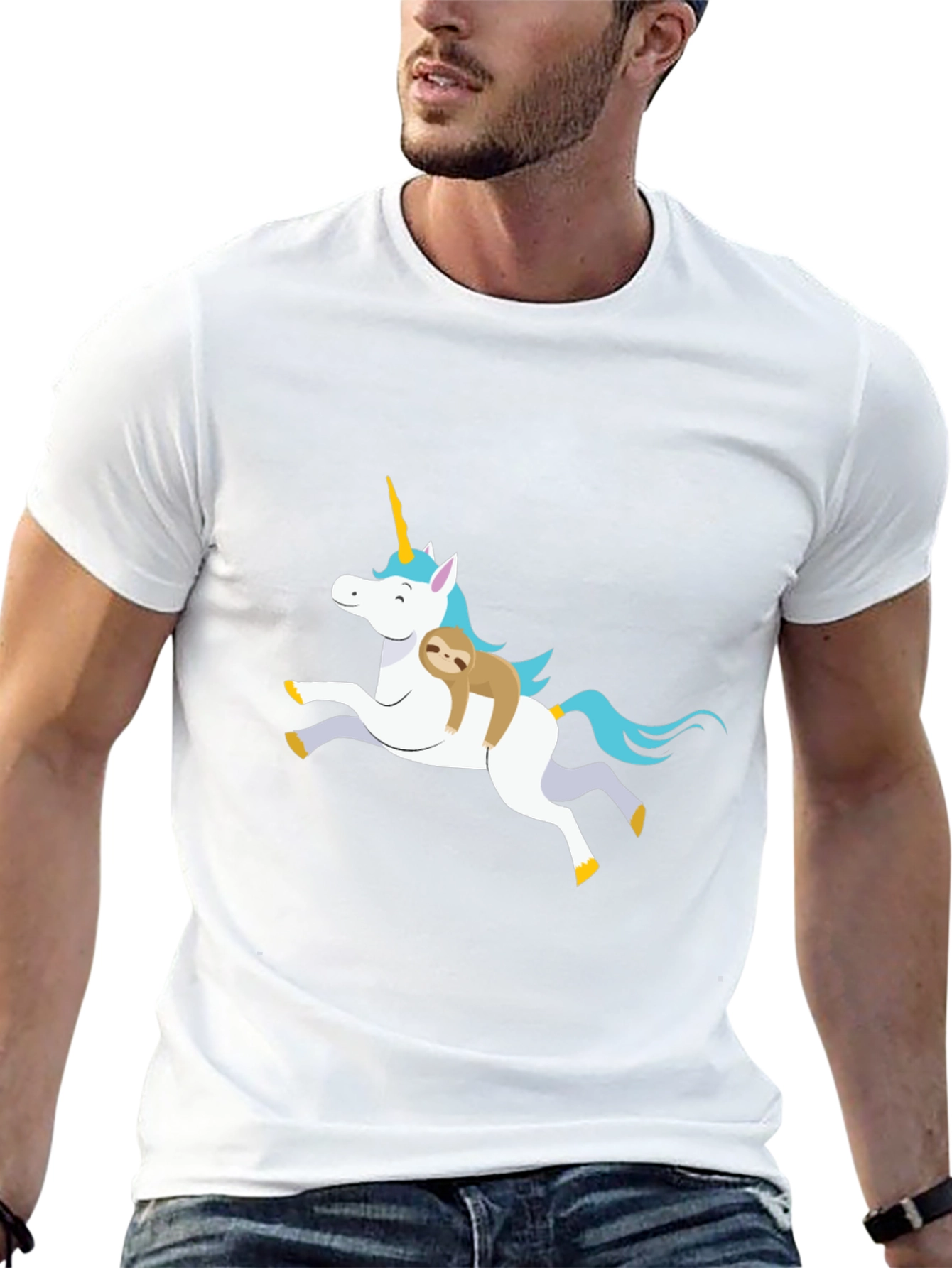 Unicorn Sloth Graphic T-Shirt Black