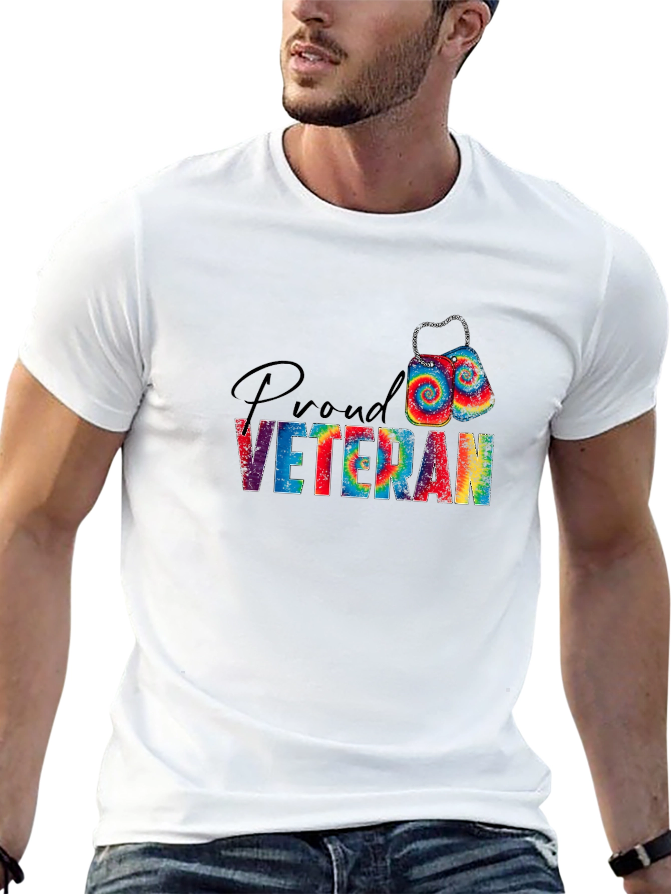 Proud Veteran Tie Dye Graphic Tee