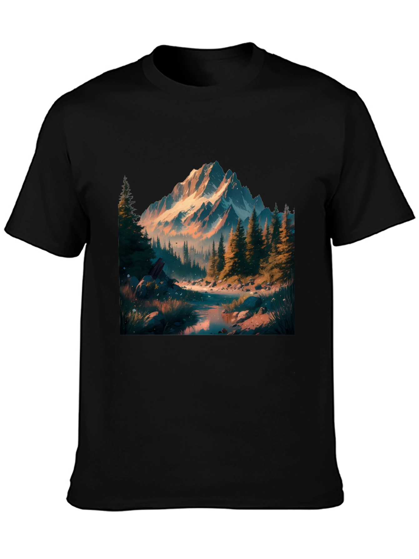 Mountain Stream Graphic Tee - Black