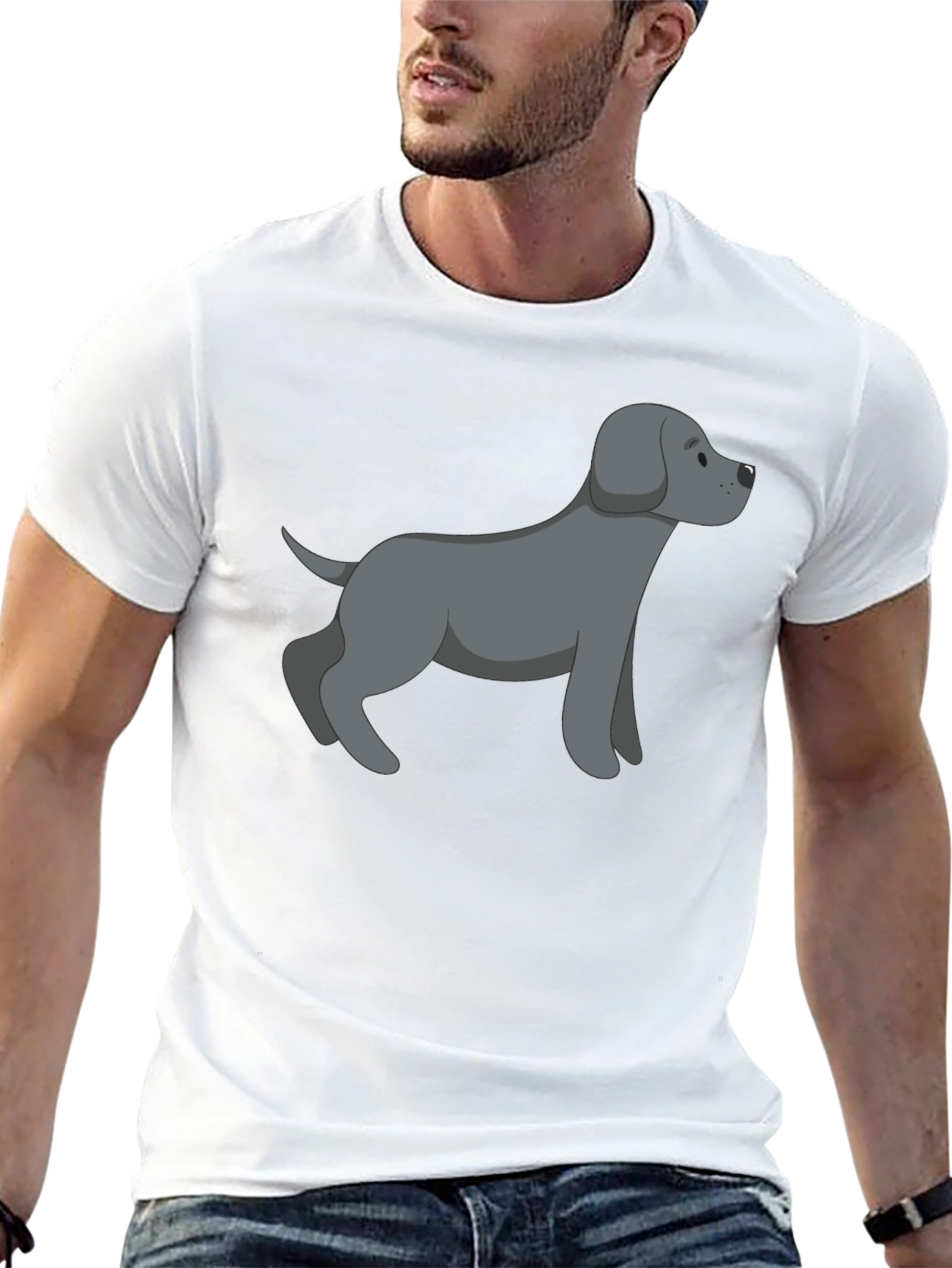Black T-Shirt with Gray Dog Graphic