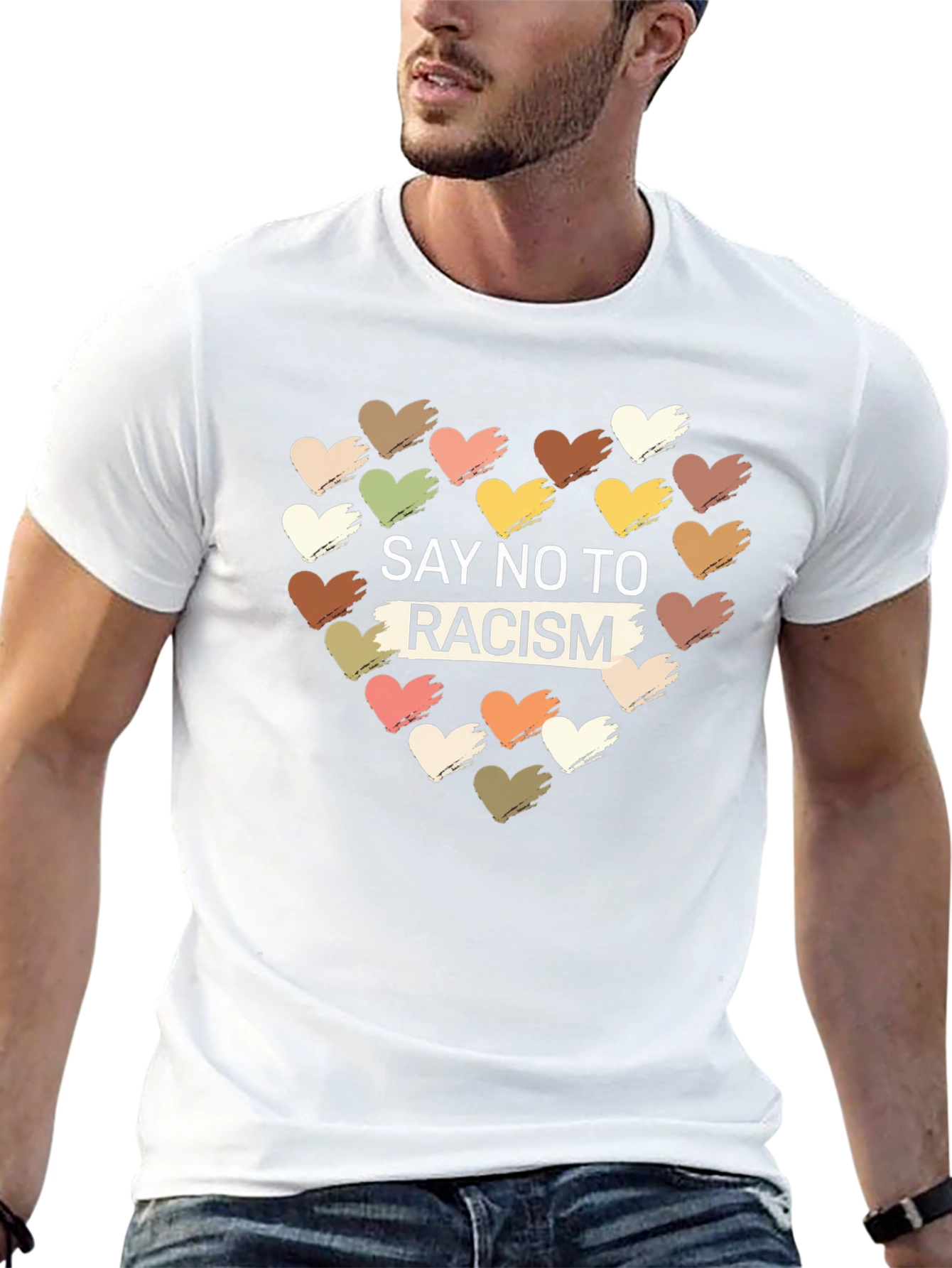 Say No to Racism T-Shirt - Unity Heart Design