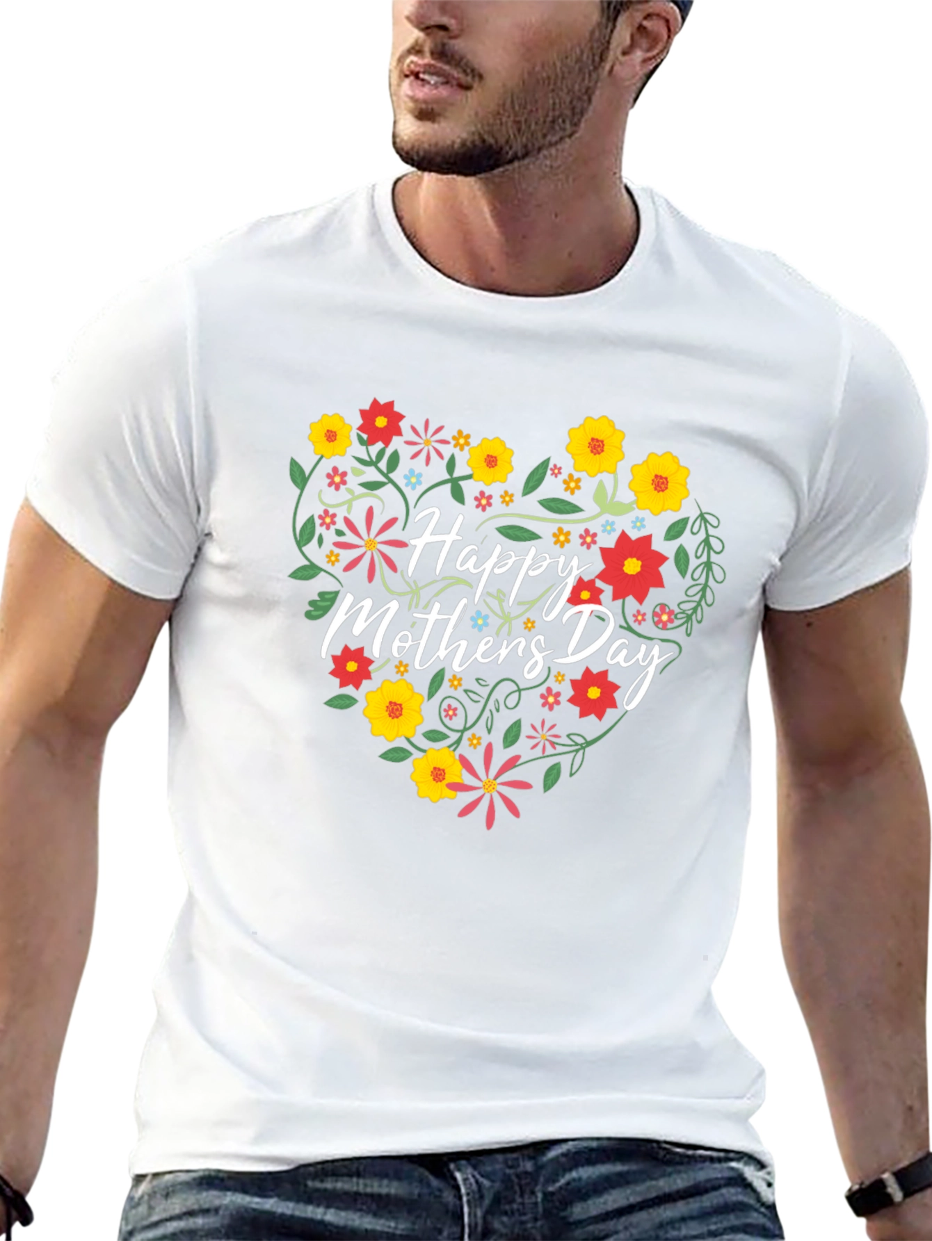 Happy Mothers Day Floral Heart Graphic Tee