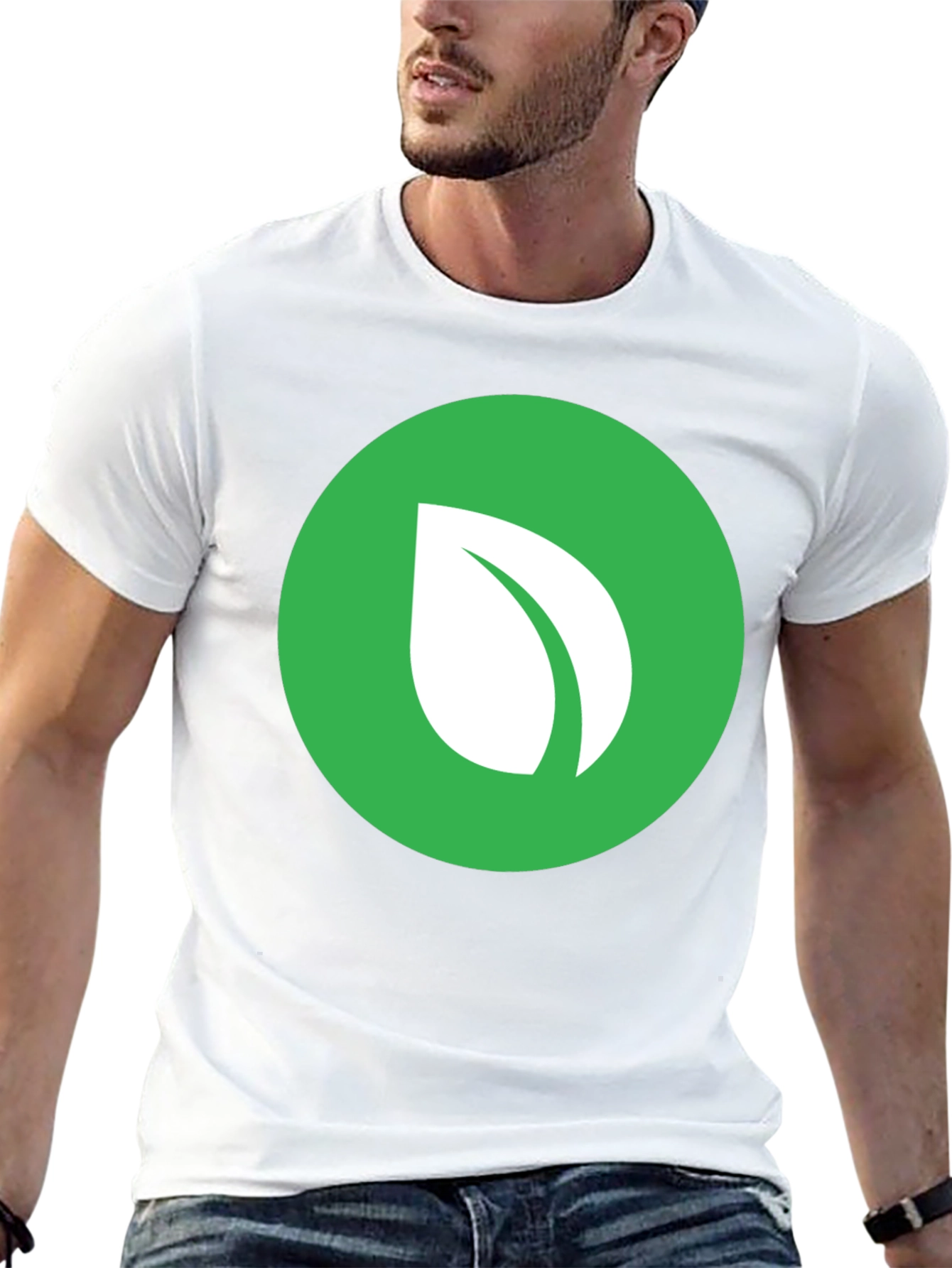 Green Leaf Logo Black T-Shirt