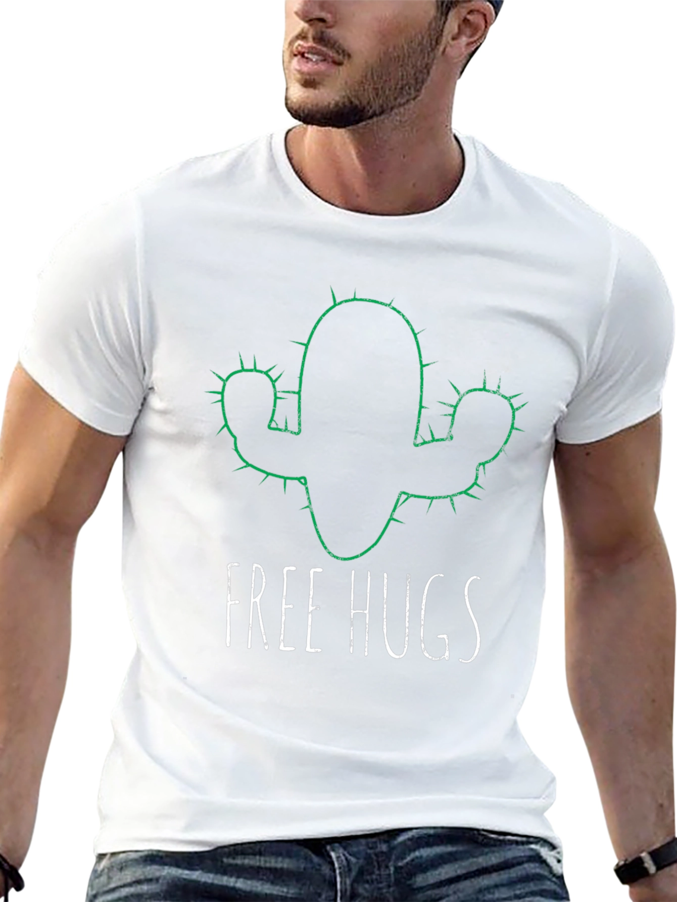 Free Hugs Cactus Graphic T-Shirt - Soft Cotton Tee