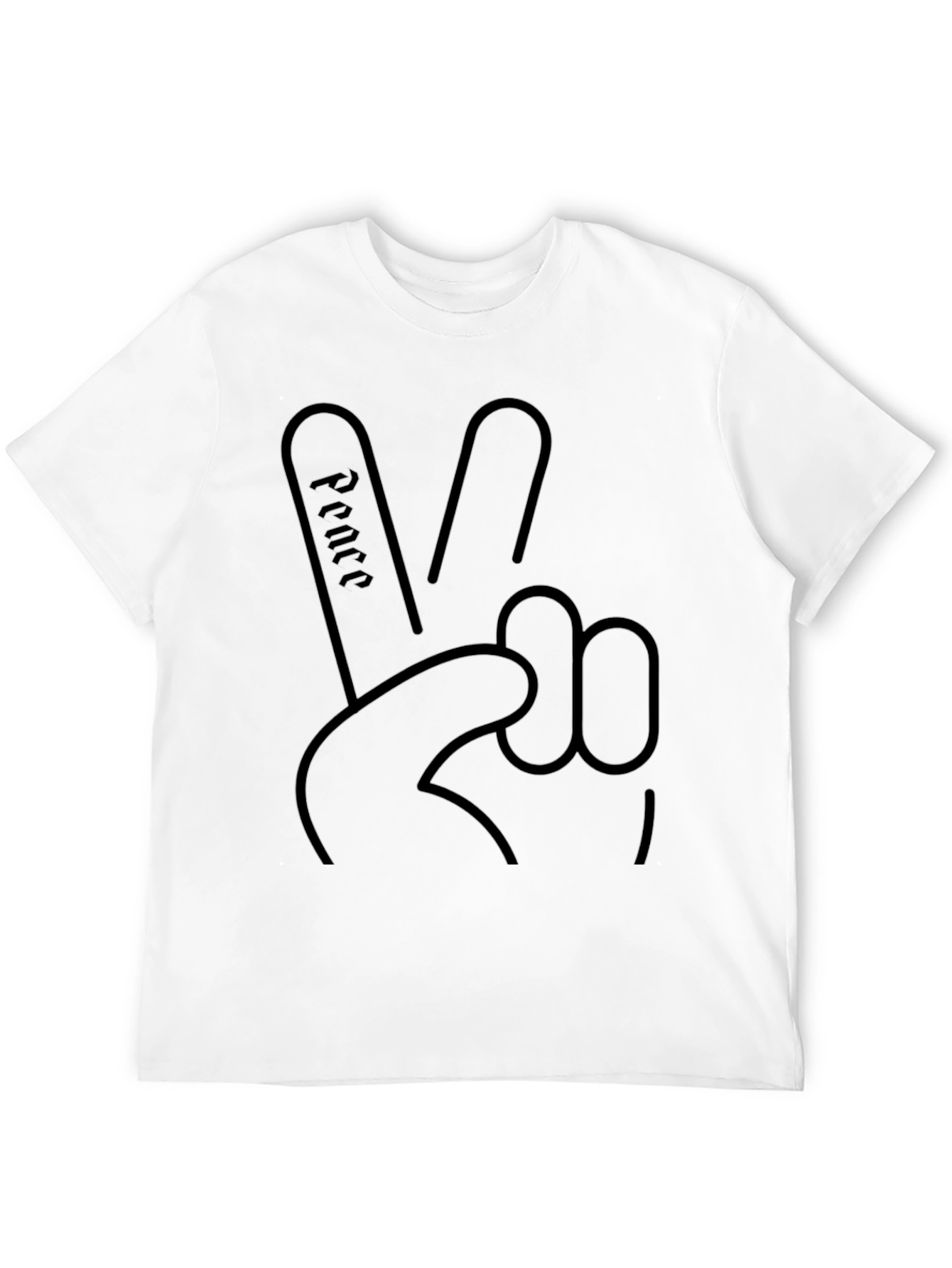 Peace Sign Graphic Tee - Black Cotton T-Shirt