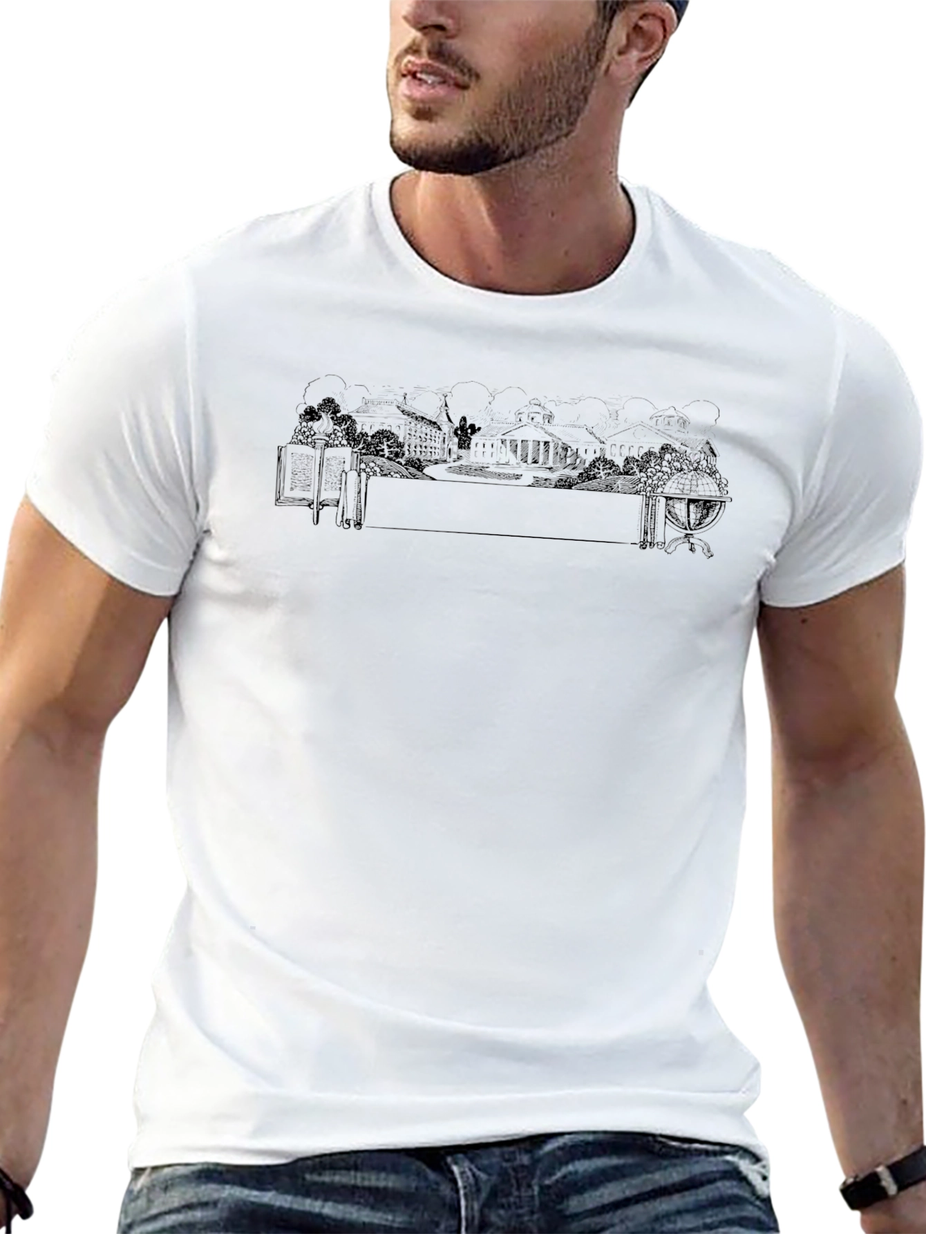 Mens Black Graphic T-Shirt - Scenic Design