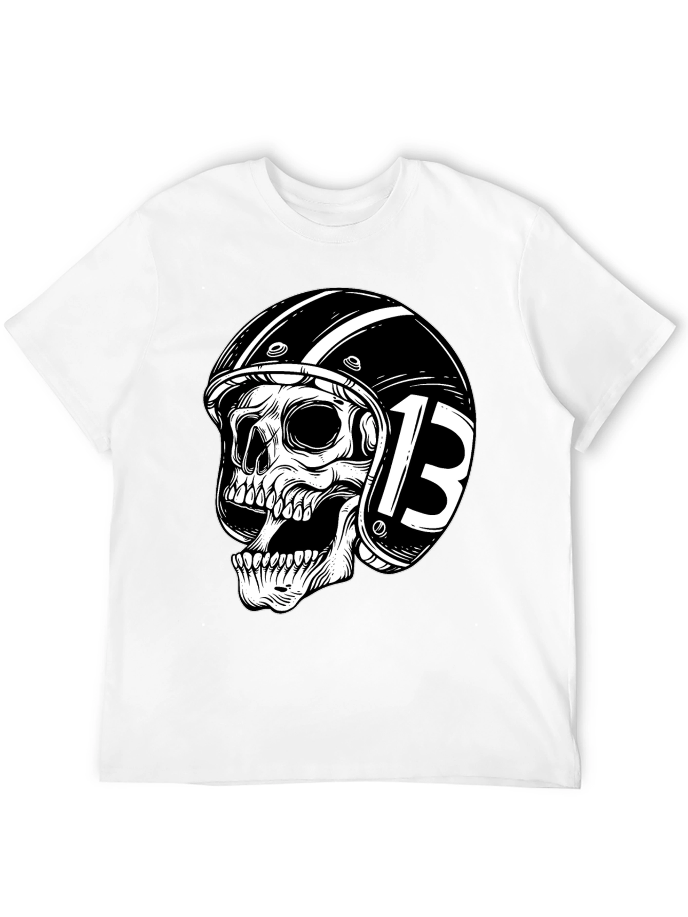 Mens Black Skull & Helmet Graphic T-Shirt