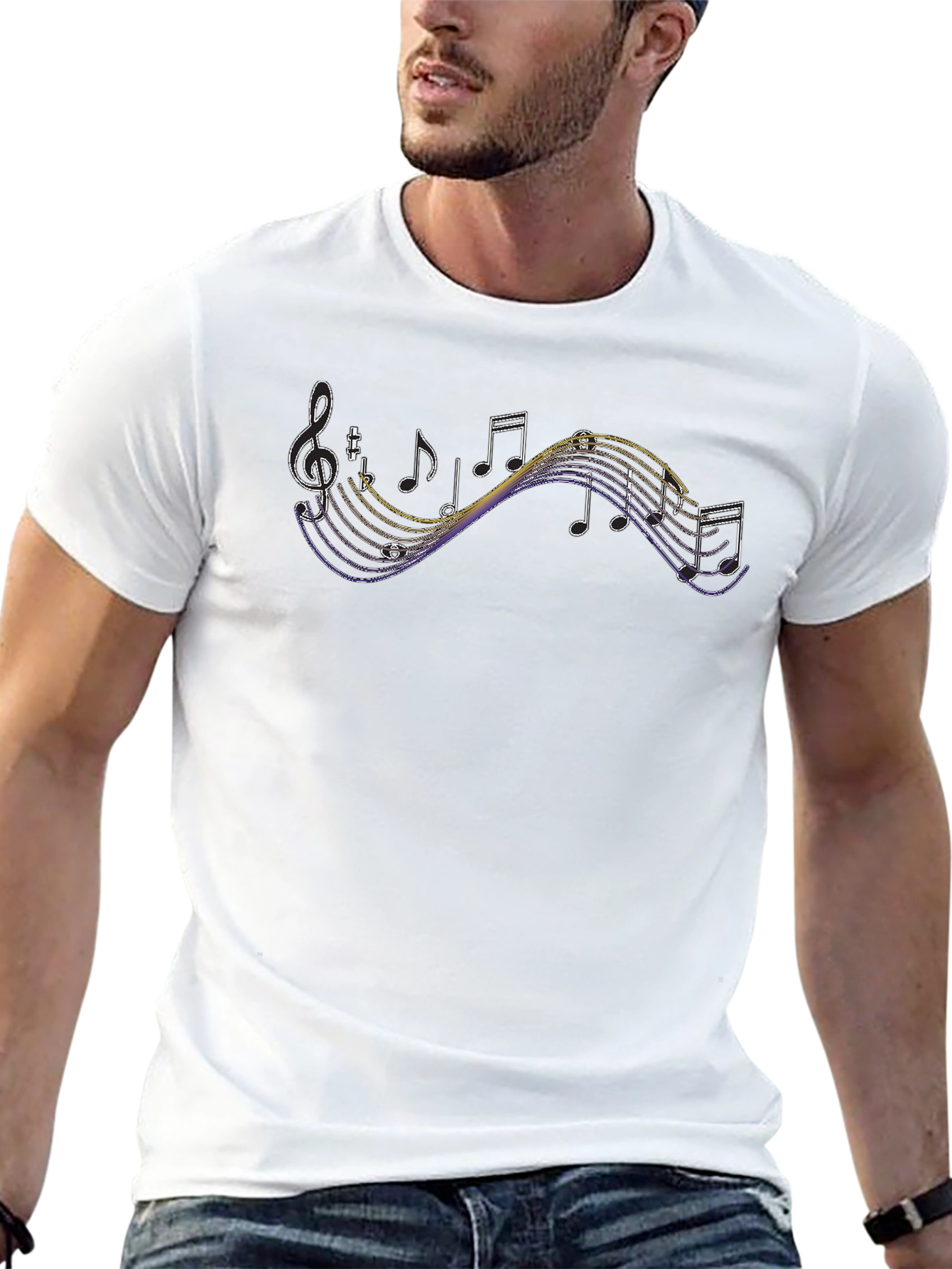 Musical Note Graphic Tee - Black Cotton T-Shirt