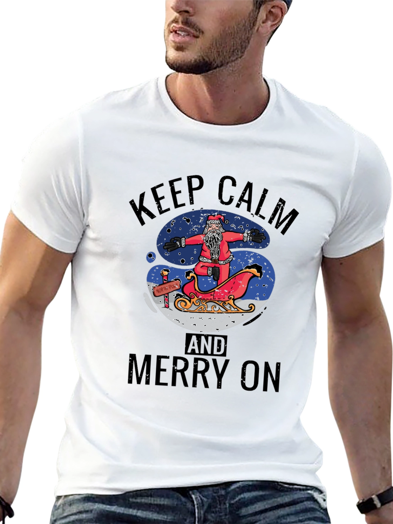 Keep Calm and Merry On Santa T-Shirt