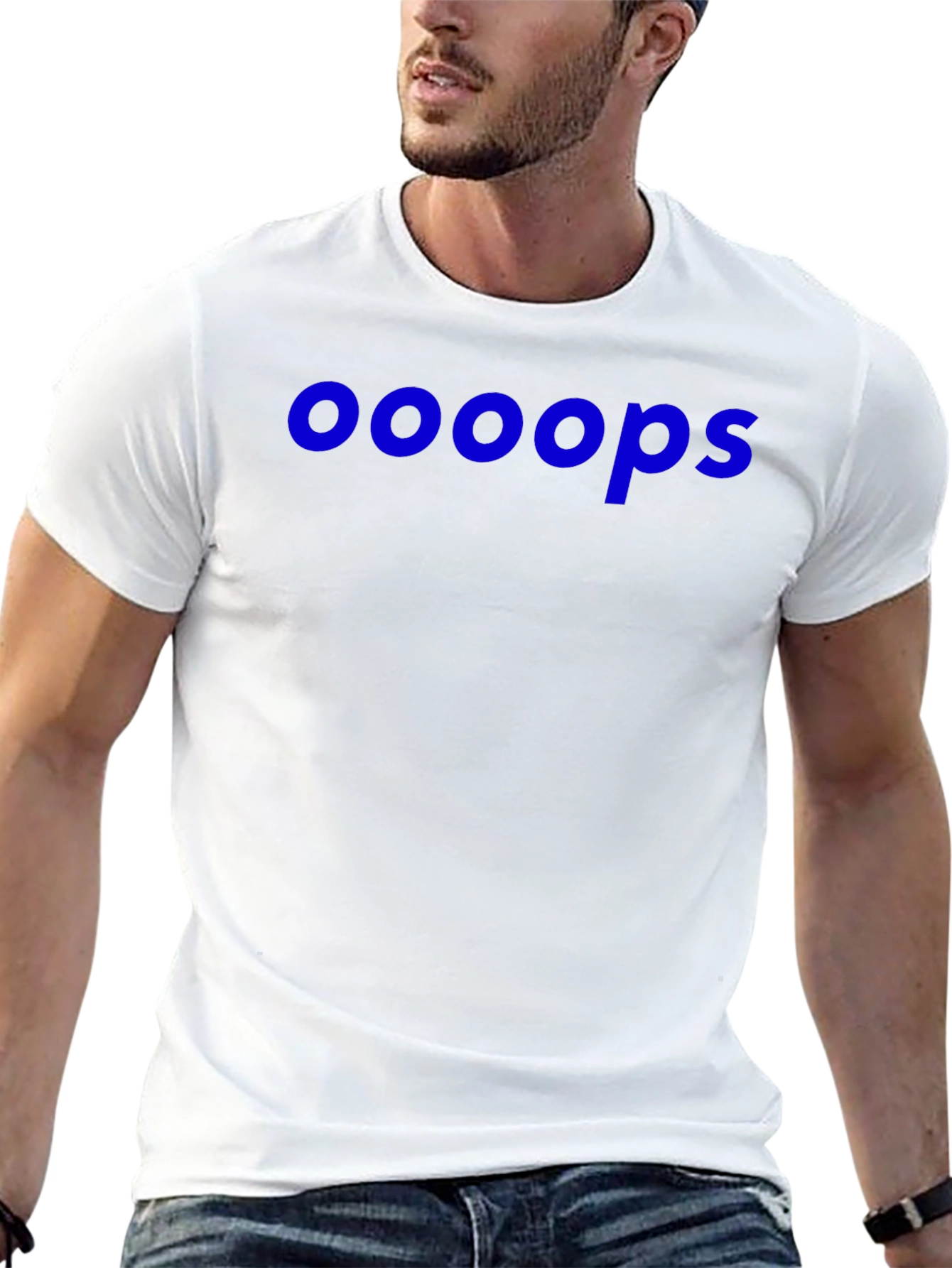 Ooooops Graphic Tee - Black Cotton Blend Casual T-Shirt