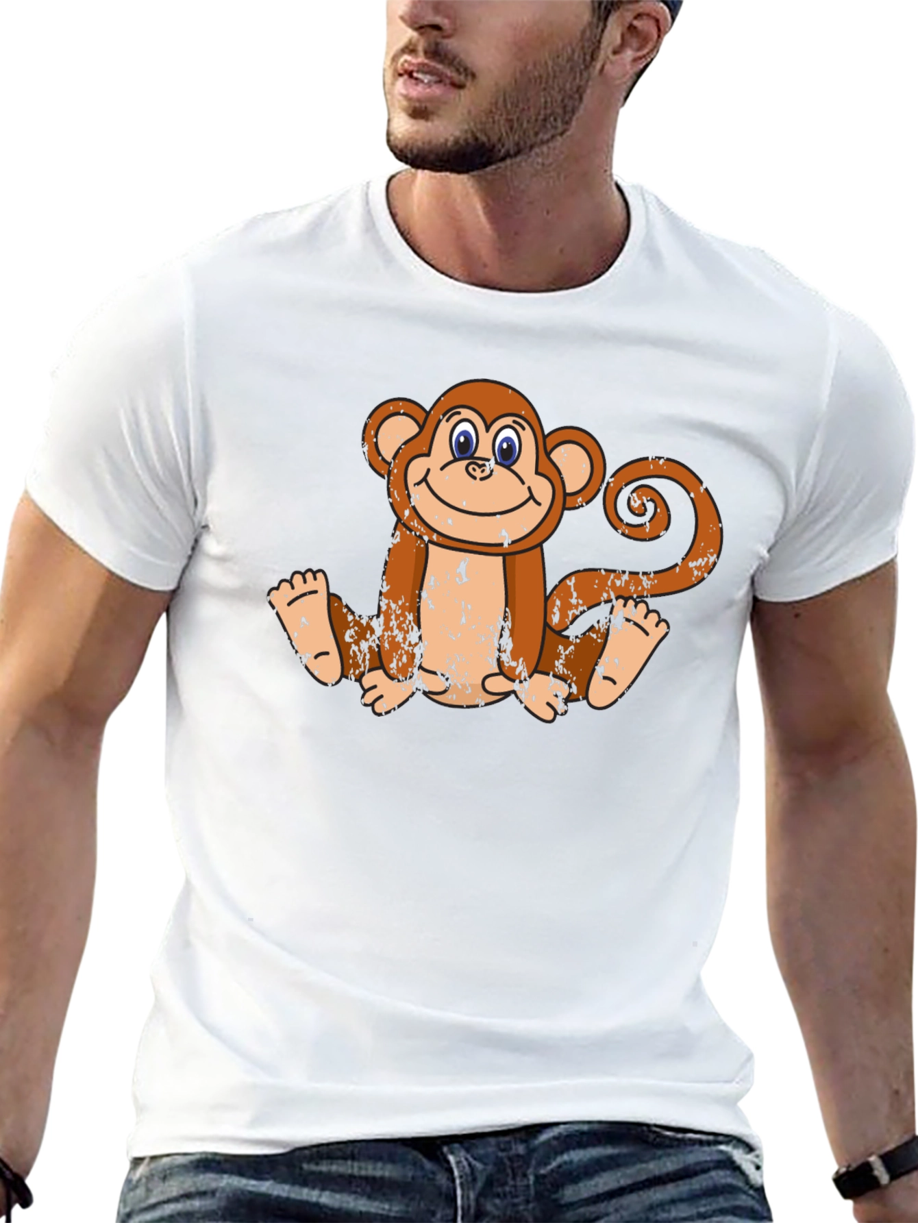 Smiling Monkey Graphic Tee - Casual Black T-Shirt