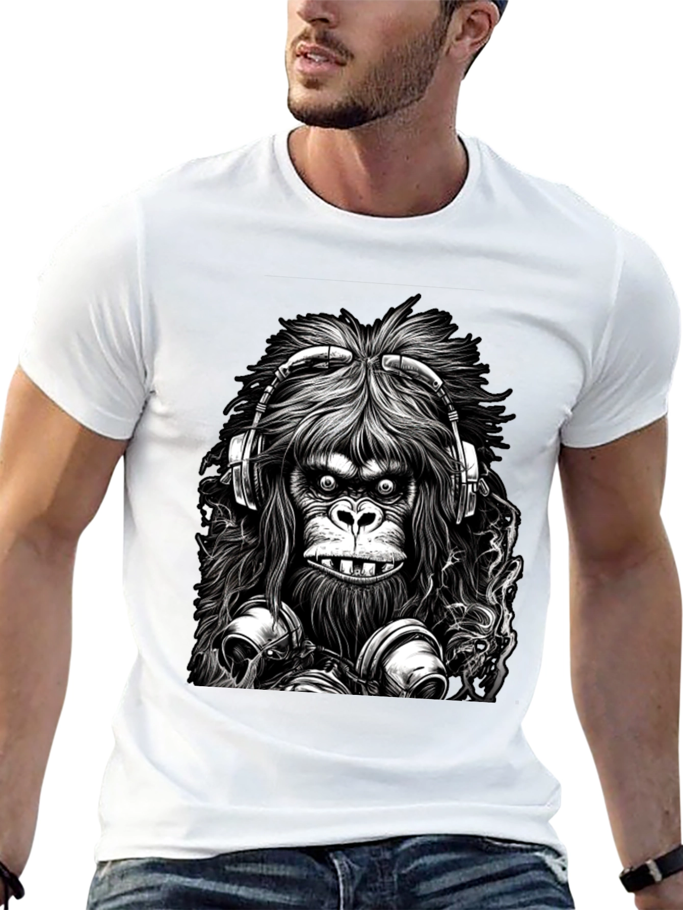 Cool Gorilla DJ Graphic Tee - Black