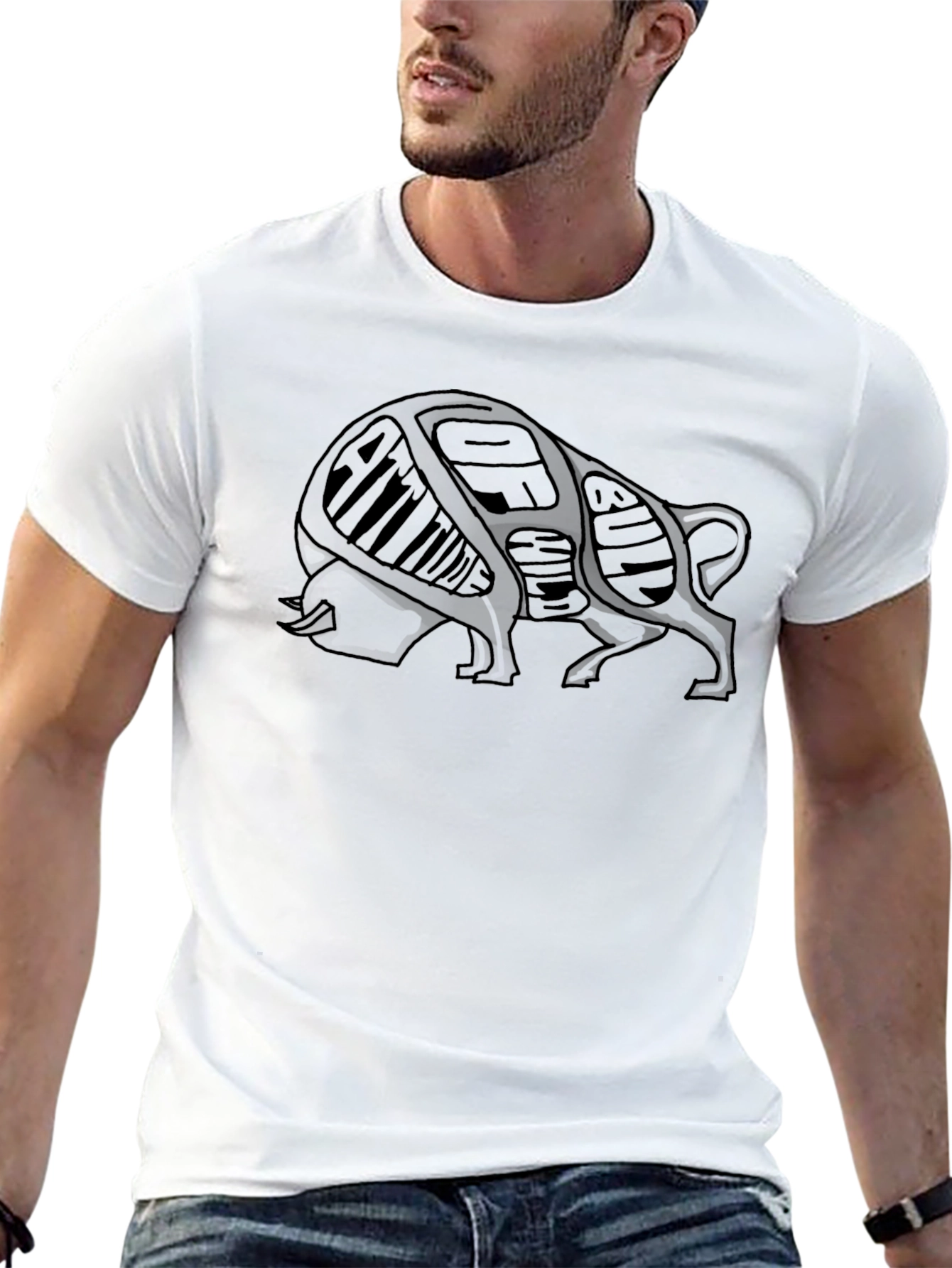 Attitude of a Bull Mens Black T-Shirt