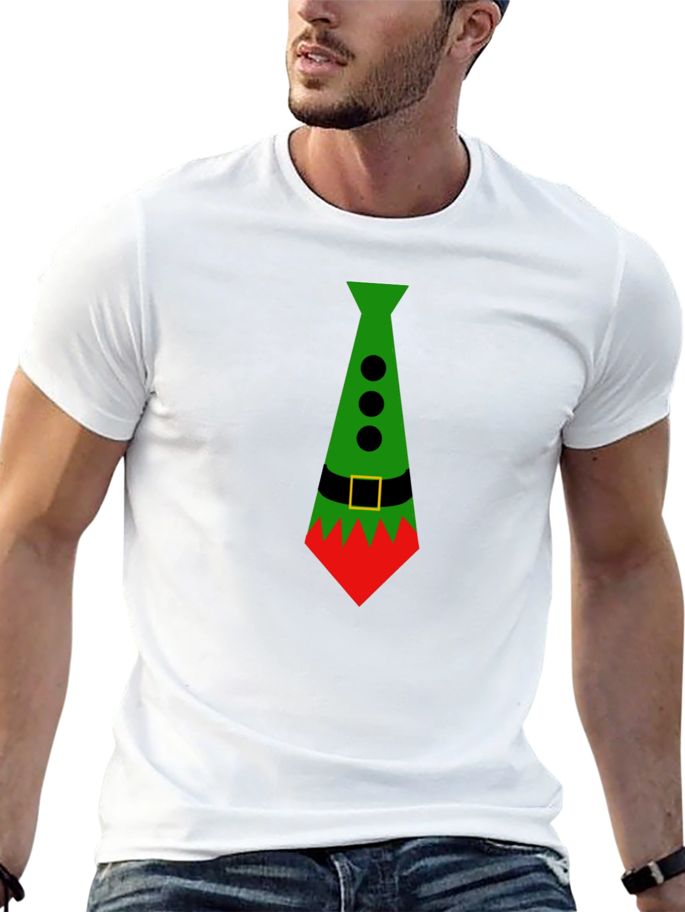 Festive Elf Tie Graphic Tee - Holiday Style!