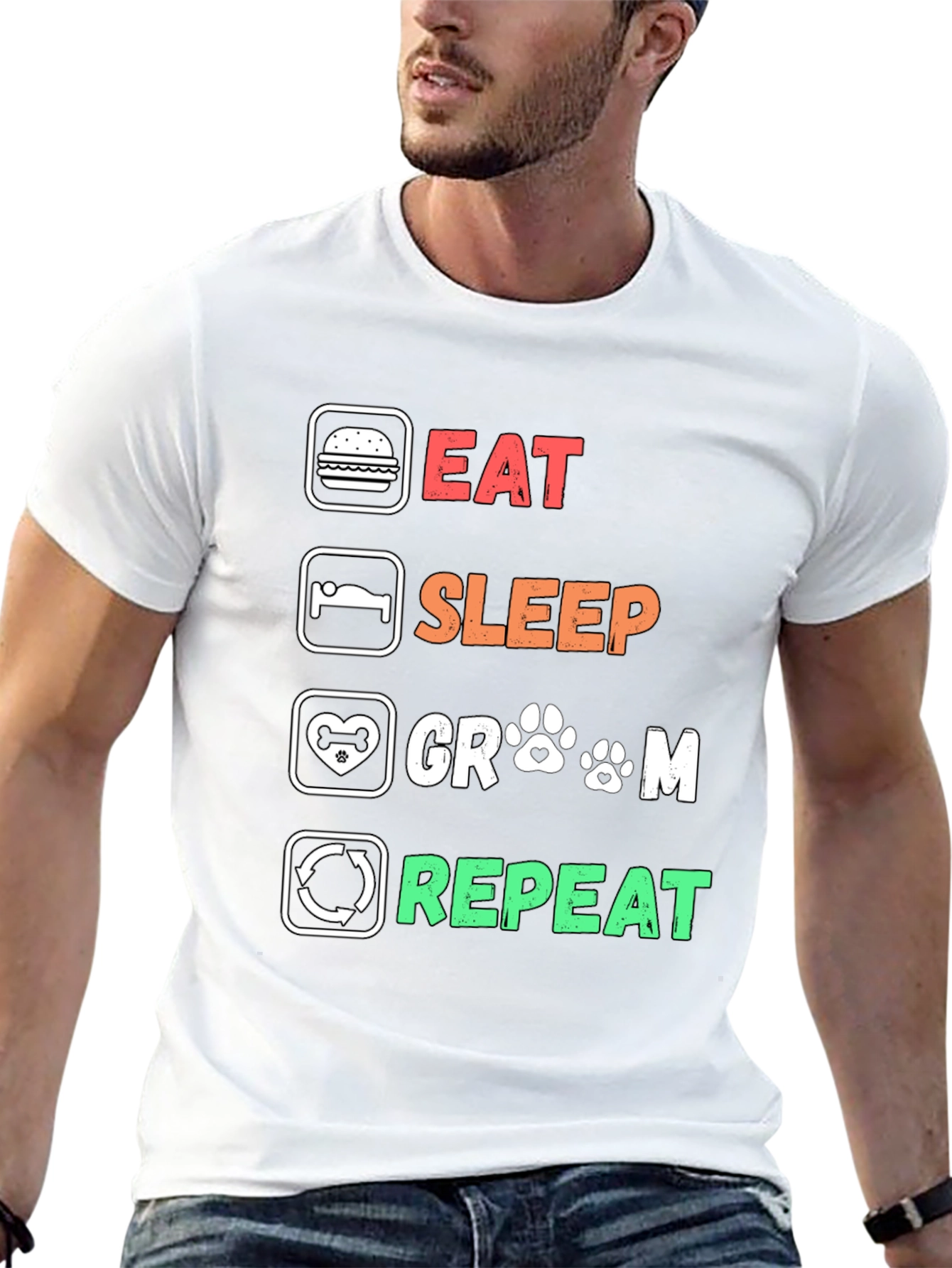 Eat Sleep Groom Repeat Graphic T-Shirt